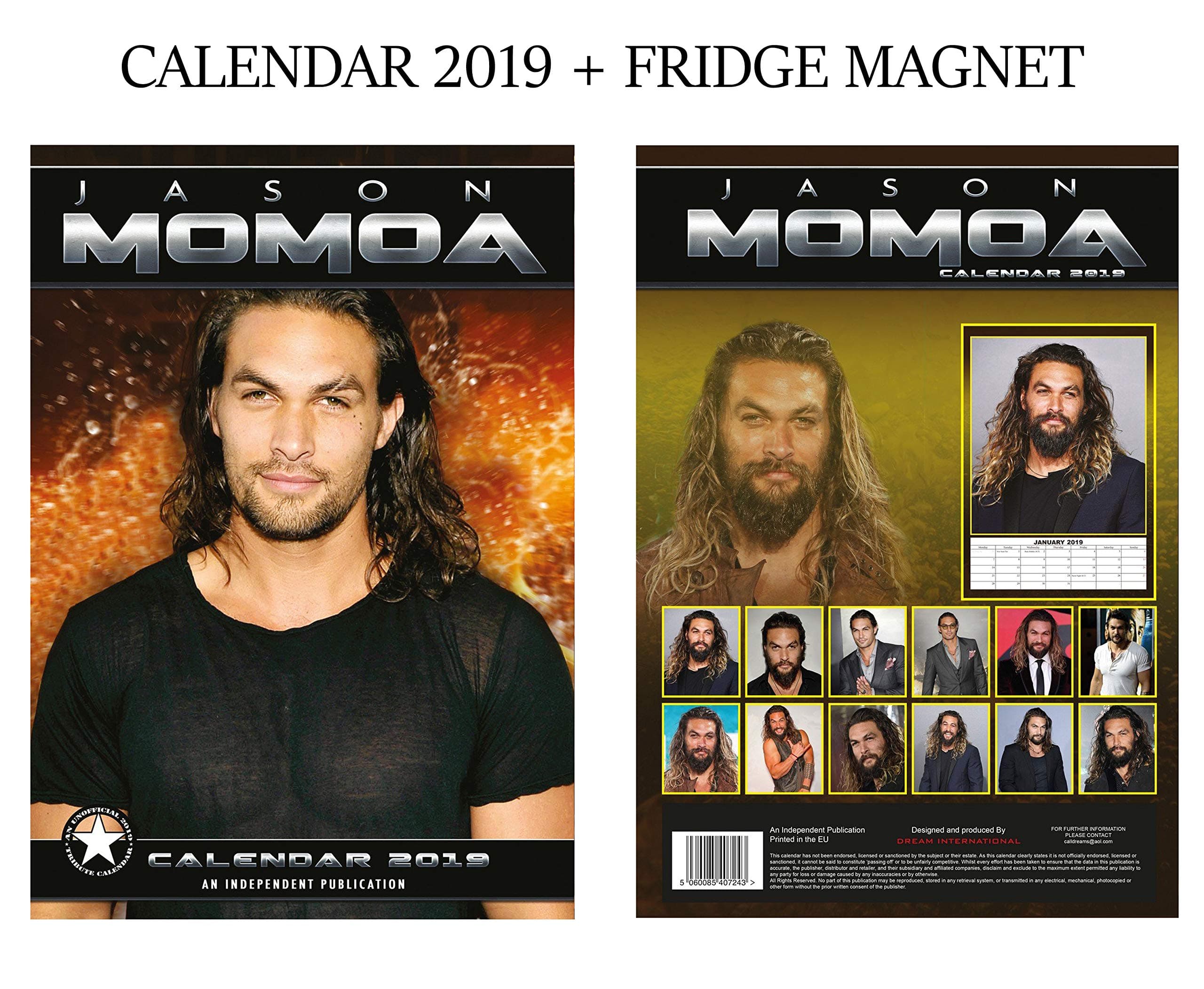 Jason Momoa Calendar 2019 + Jason Momoa Fridge Magnet