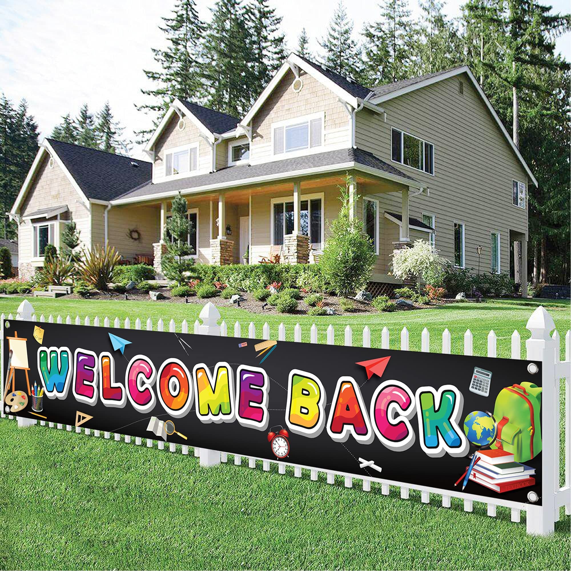 KatchOn, Welcome Back To School Banner - Xtralarge, 120x20 Inch | Back To School Yard Sign, Classroom Decor | First Day of School Sign | First Day of School Banner | Back to School Decorations