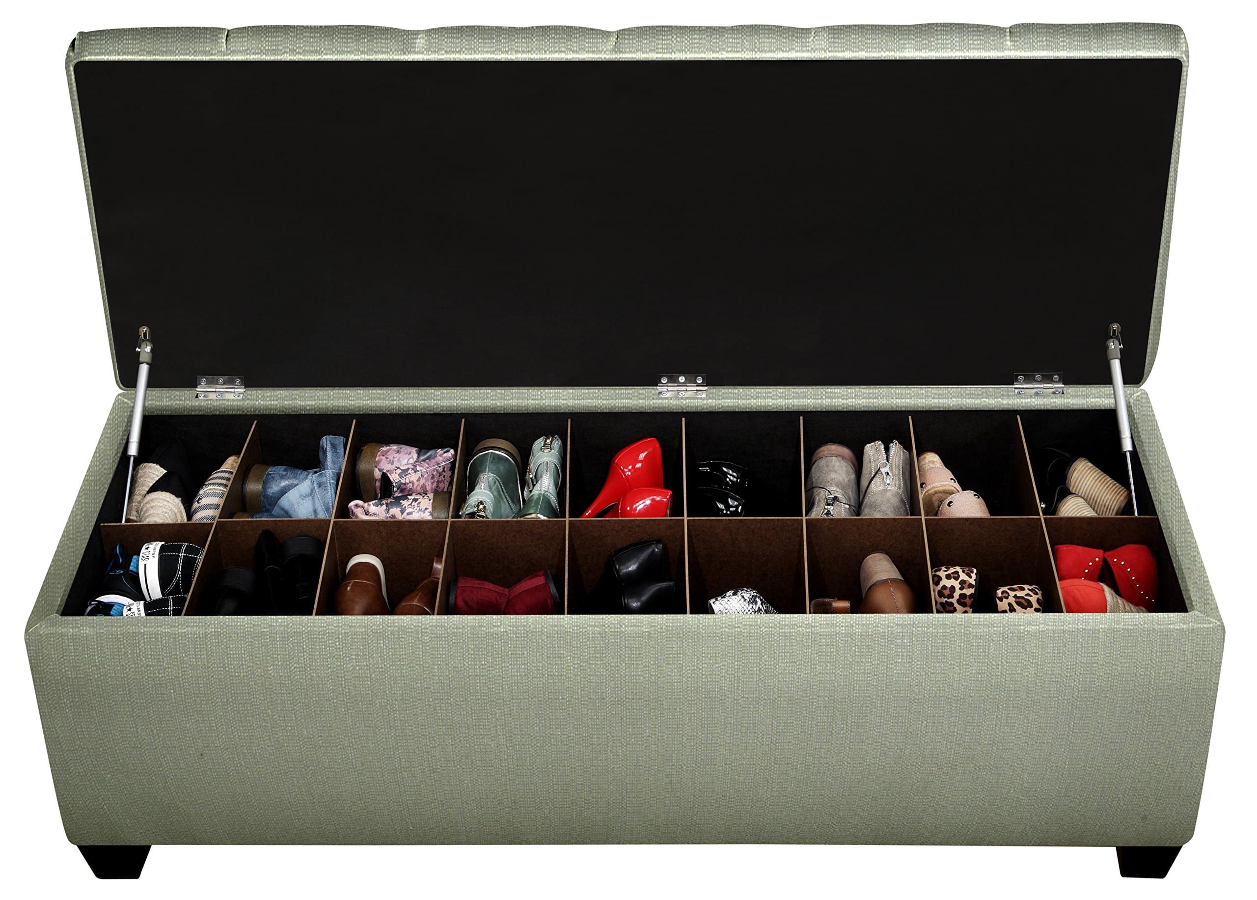 The Sole Secret Seafoam Diamond Tufted Shoe Storage Bench, Large