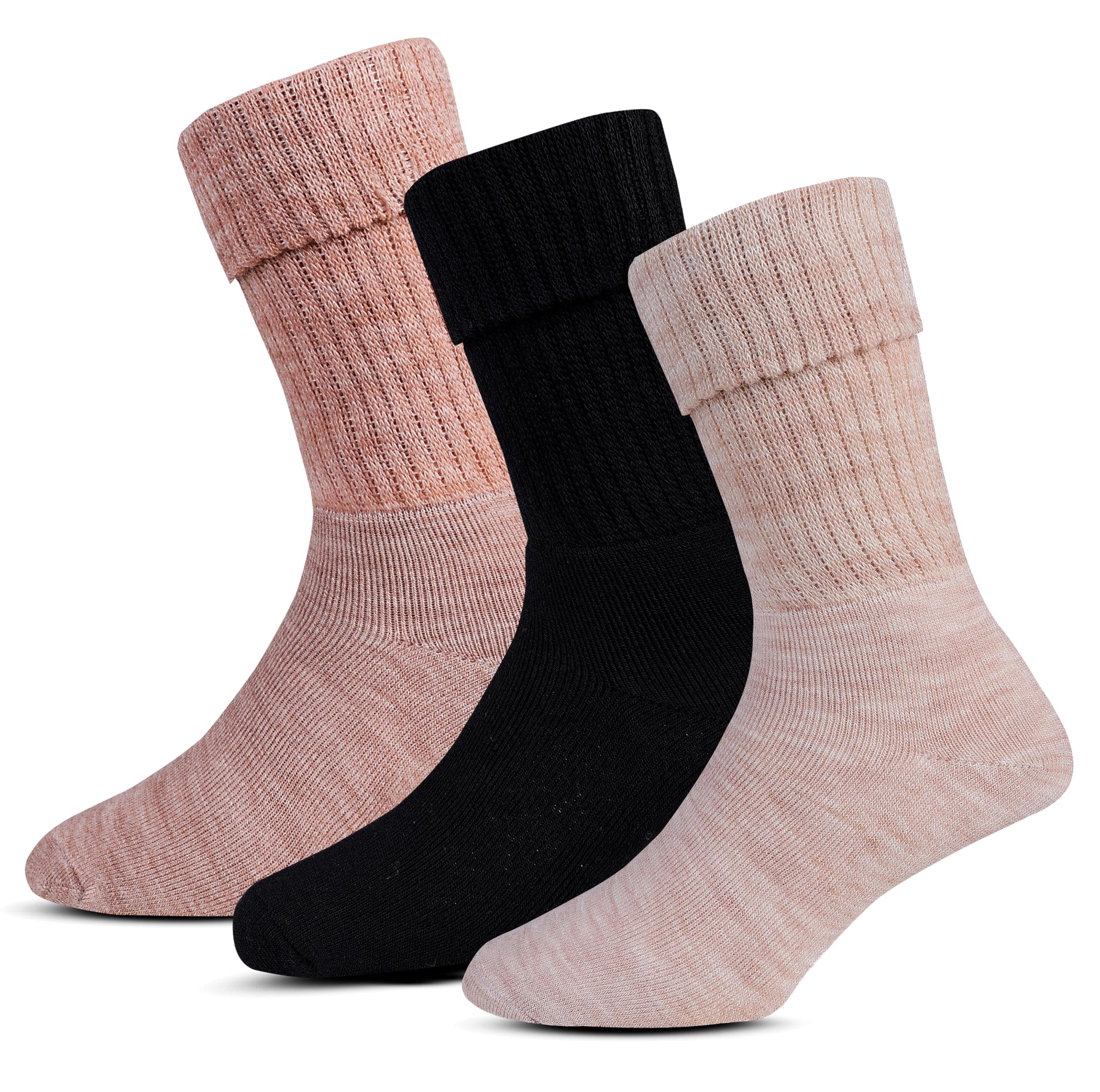 RC. ROYAL CLASS Women Calf Length Towel Terry Thick Woolen Winter Wear Socks, Cushioned Warm Thermal Socks For Women (Pack of 3 Pairs)
