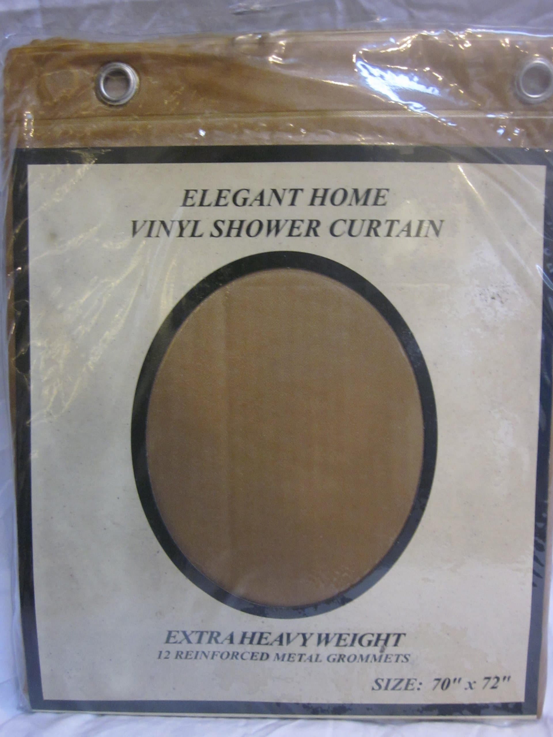 Heavy Duty Vinyl Shower Curtain with Metal Grommets, Gold