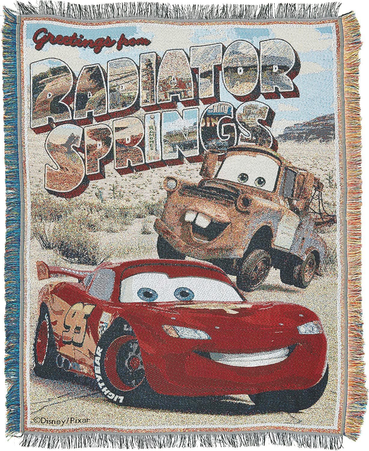Cars Greetings from Radiator Springs Woven Tapestry Throw Blanket, 48" x 60"