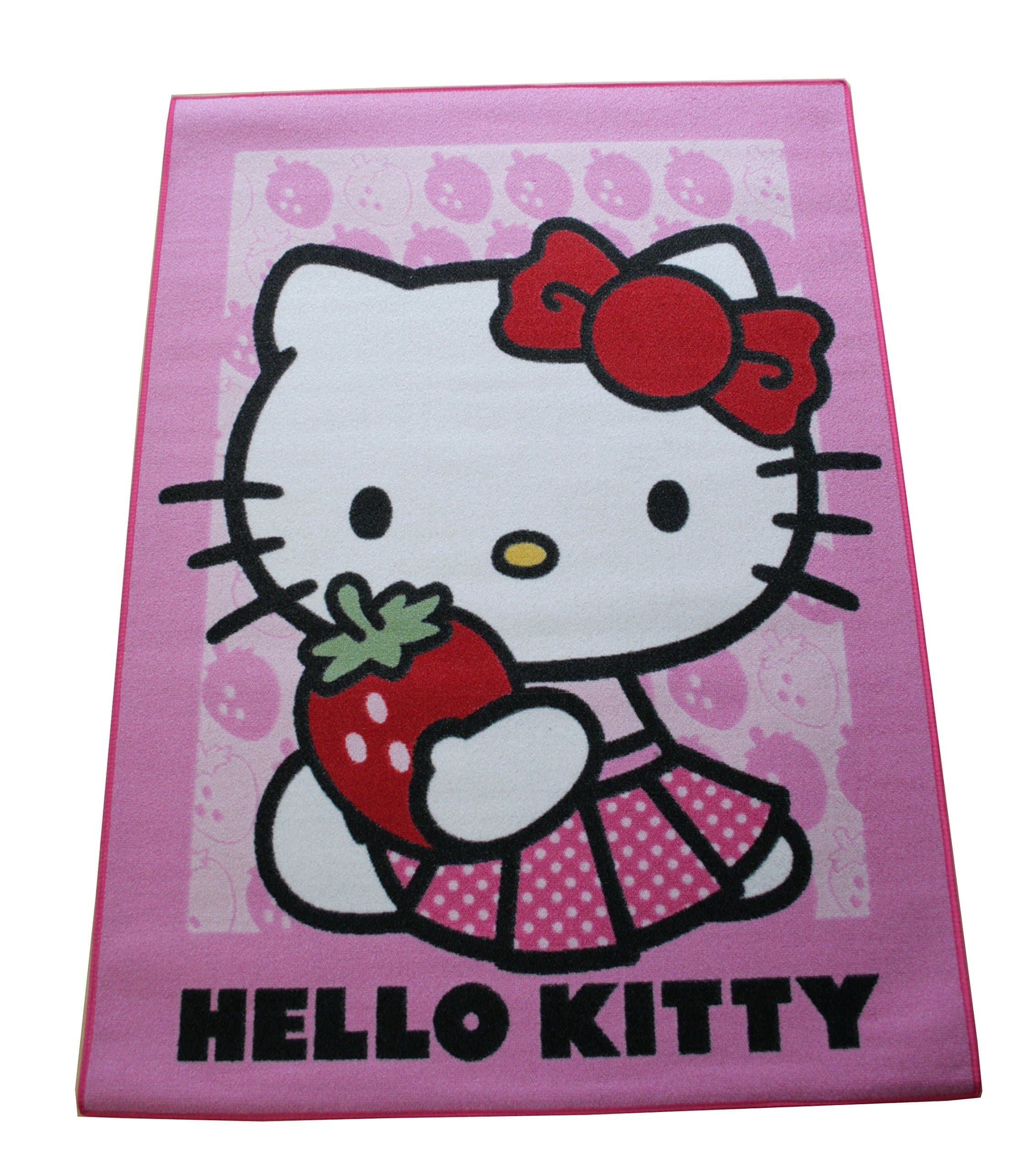 Children's Character Rug - Pink Hello Kitty 'Strawberry' 095 x 133 cm (3'2" x 4'4") approx.