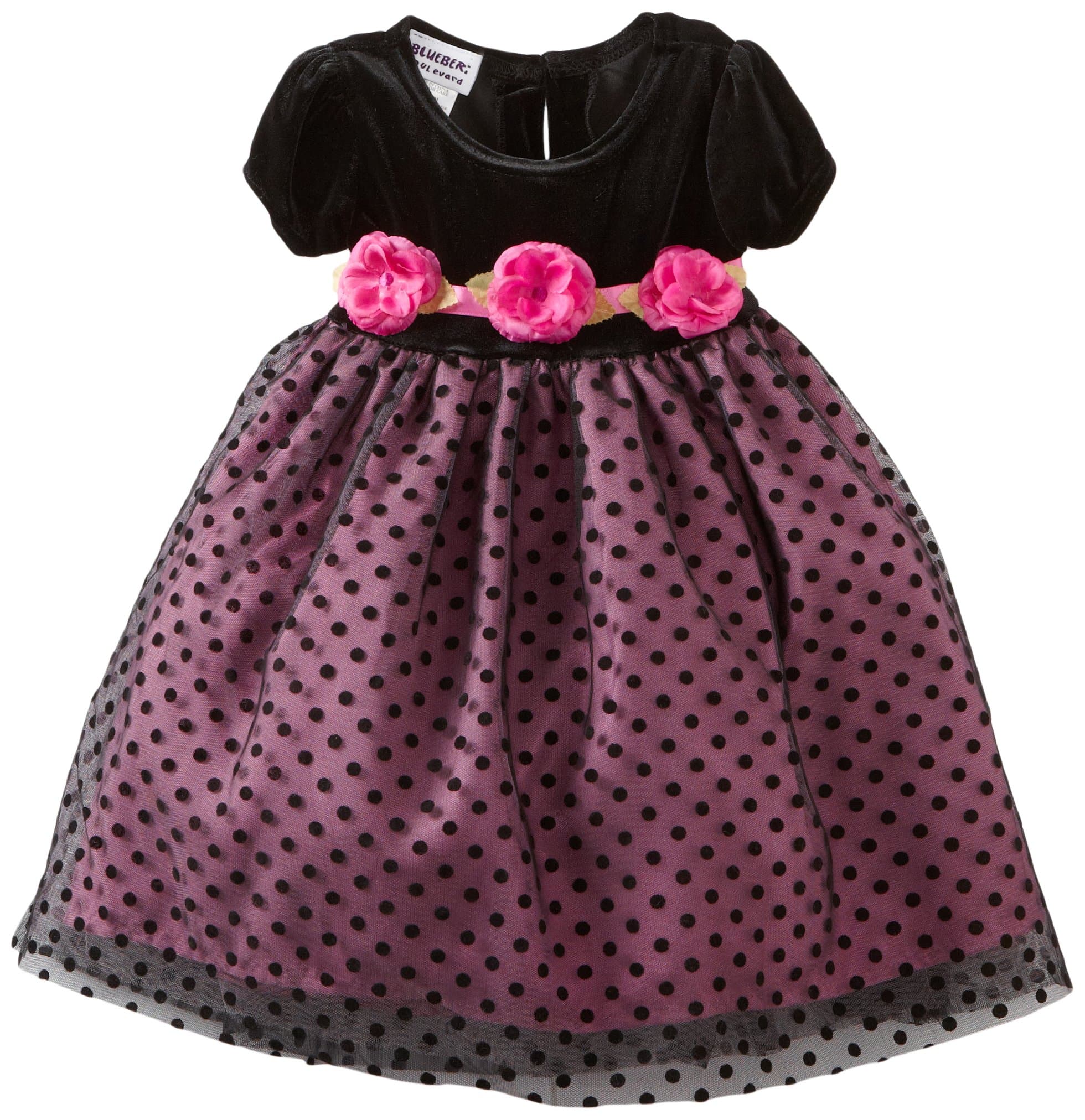 Blueberi Boulevard Baby Girls' Flock Velvet Netting Dress