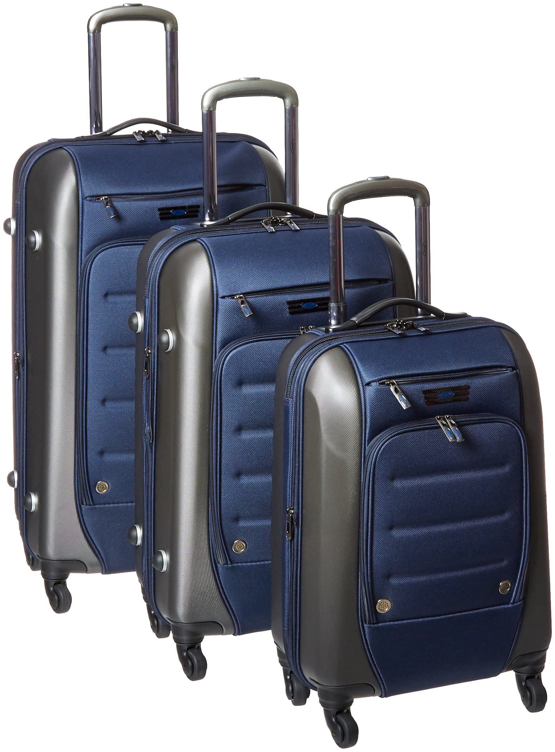 Ford by Travelers Club Flex Series 3-Piece Expandable Hybrid Spinner Luggage, Navy, Set