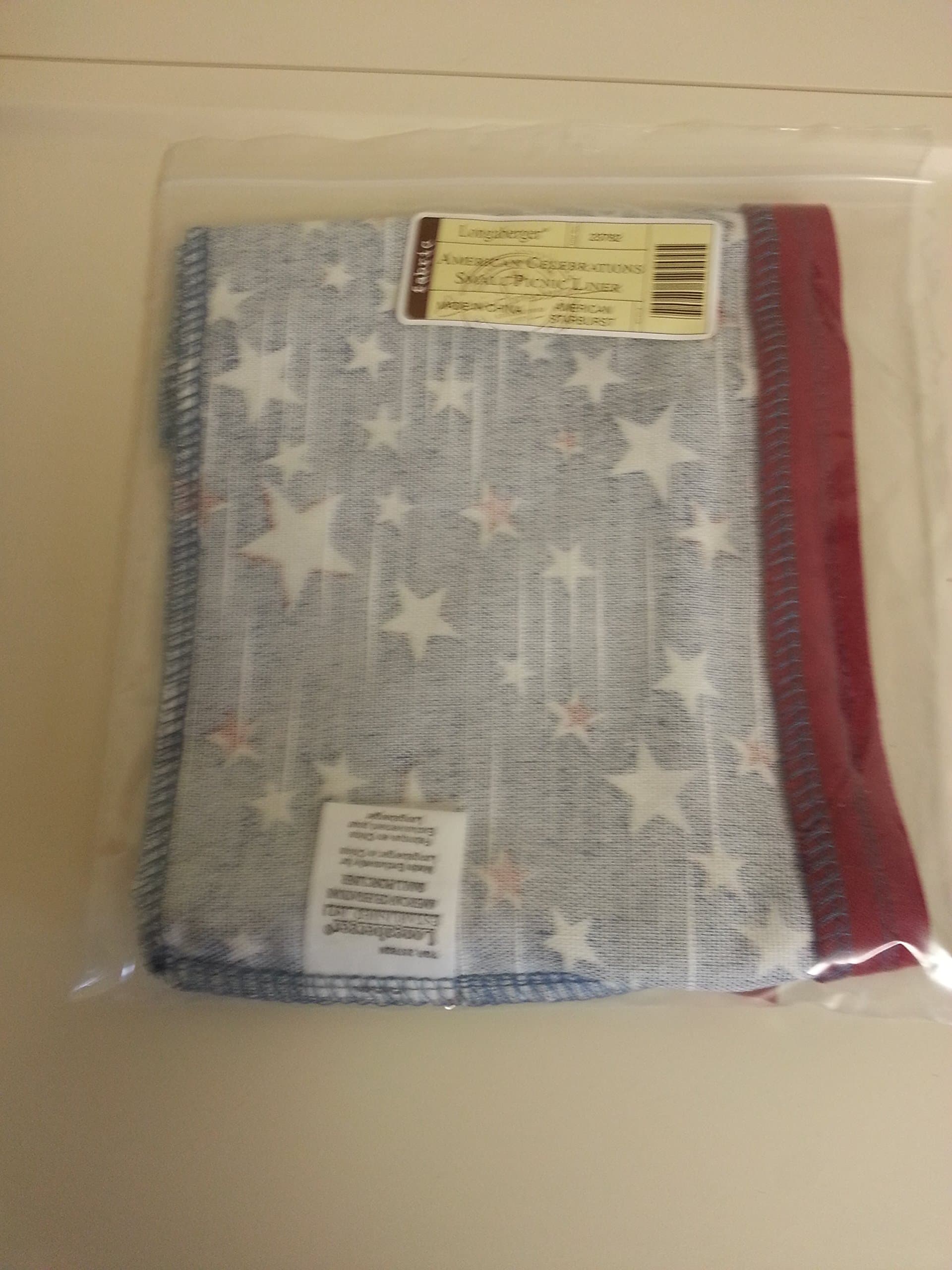 Longaberger Cake Basket Small Picnic American Starburst Fabric DI Liner New