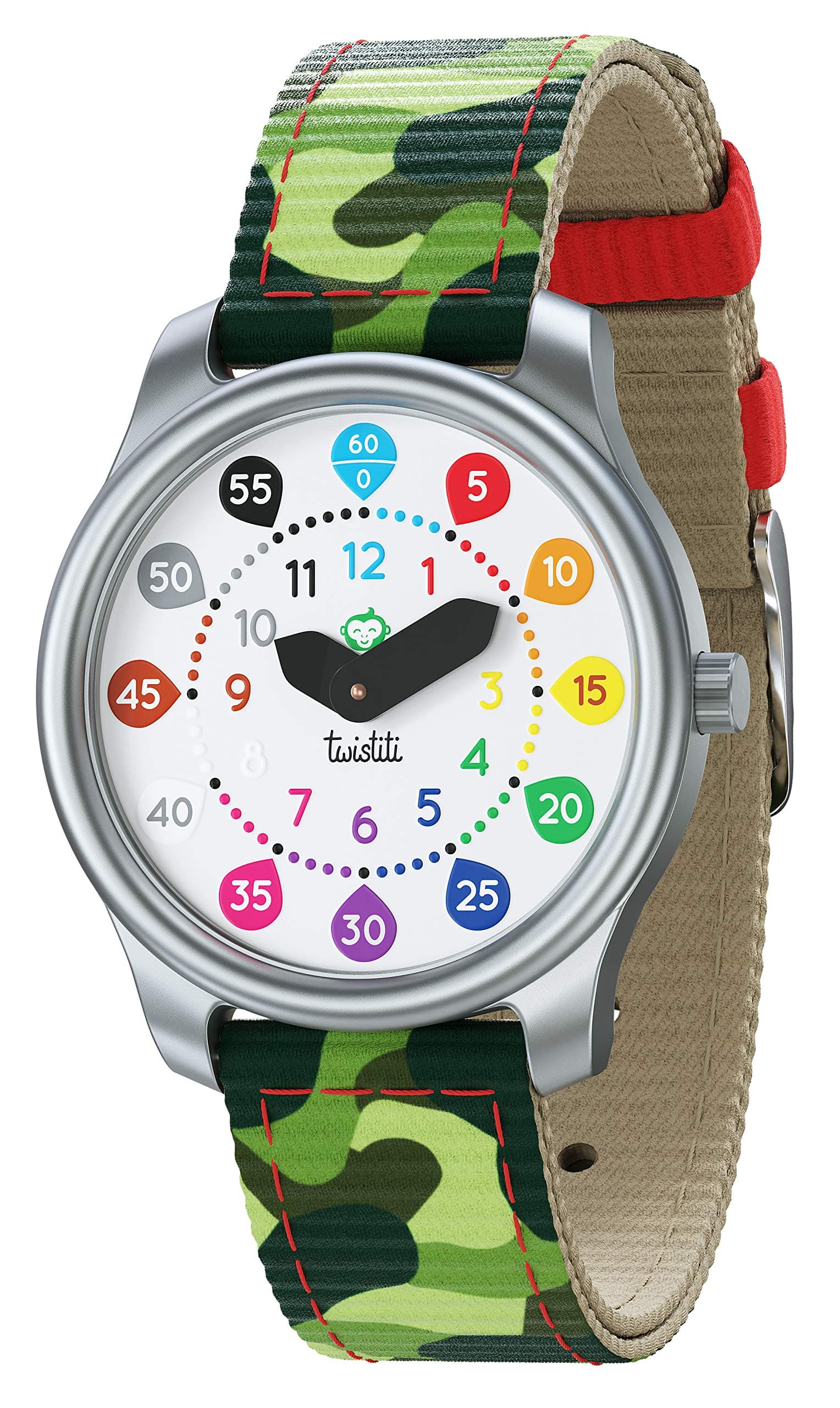 Colorful and Didactic Watch for Kids with Numbers Dial, Clear to Tell The Time, Waterproof 50M, Removable Strap