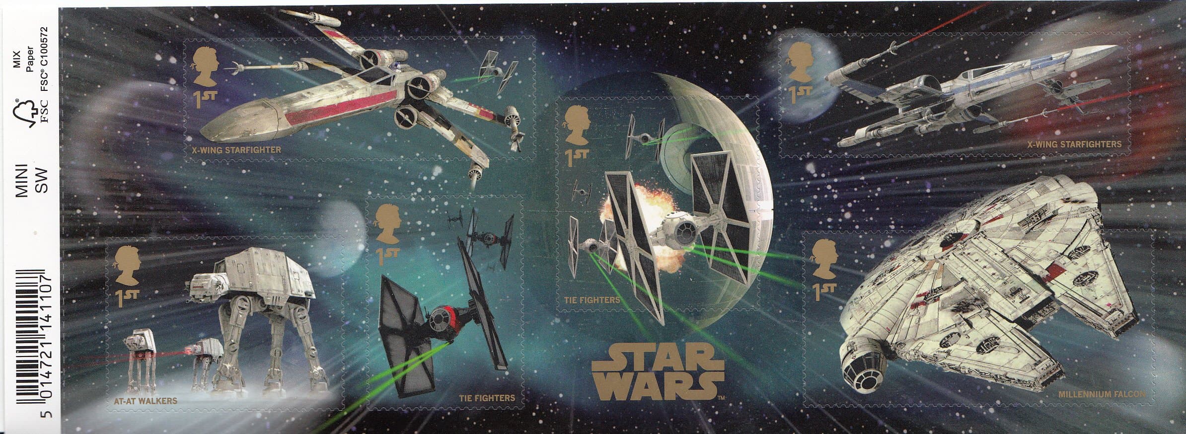 2015 Star Wars Miniature Sheet No. 113 with Barcode – Royal Mail Stamps