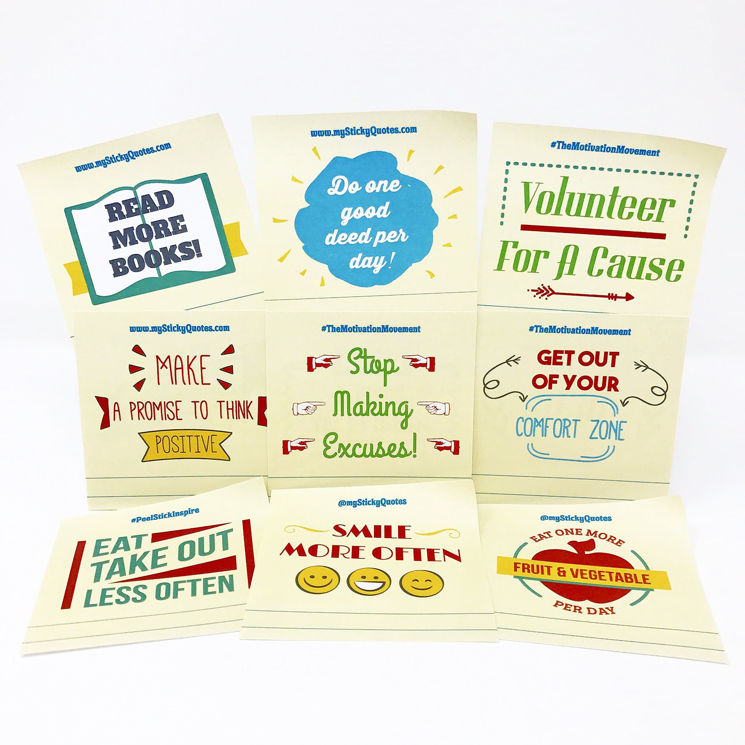 Positive Affirmation & Motivational Sticky Notes – Perfect for Team Inspiration, Goal Setting & Self Development, – 2 Pads 50 Sheets/Pad 25 Unique Quotes & Designs - Tan Notes Colorful Typography