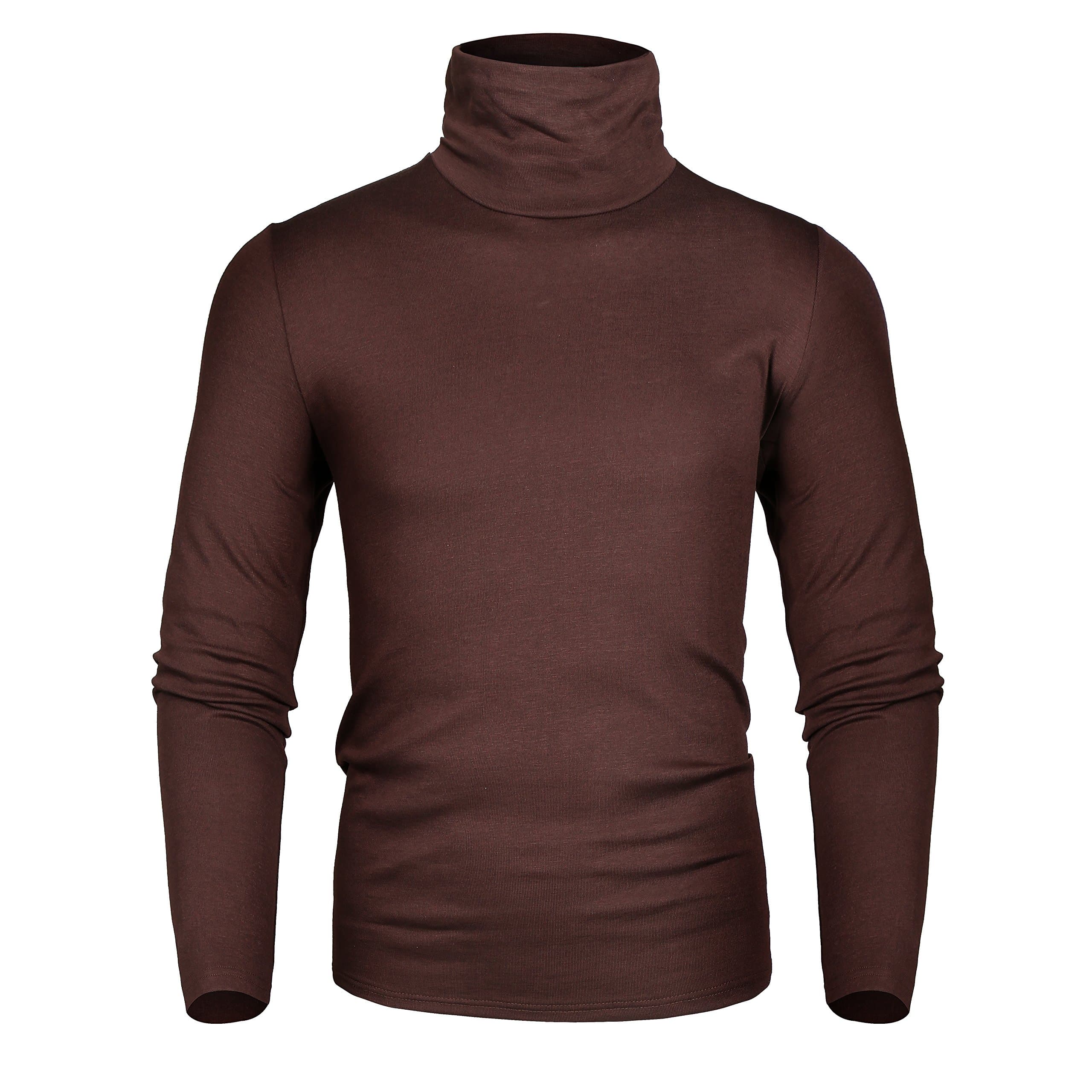 Derminpro Men's Thermal Turtleneck Soft Long Sleeve Slim Fit T-Shirt Dark Coffee Large