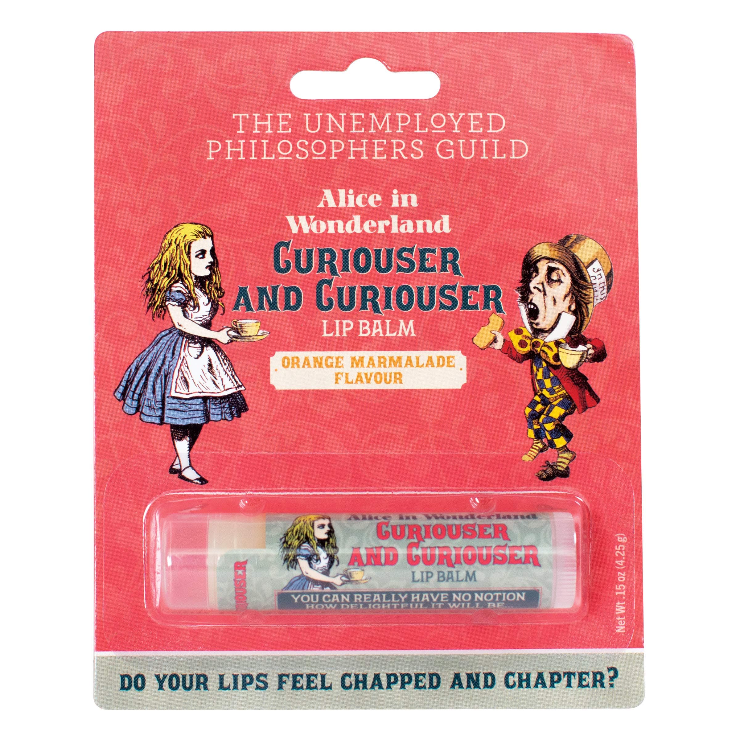 The Unemployed Philosophers Guild Alice in Wonderland Curioser and Curioser Lip Balm Tube, Orange Marmalade Flavored - Cruelty-Free and Made in USA with Natural and Imported Ingredients