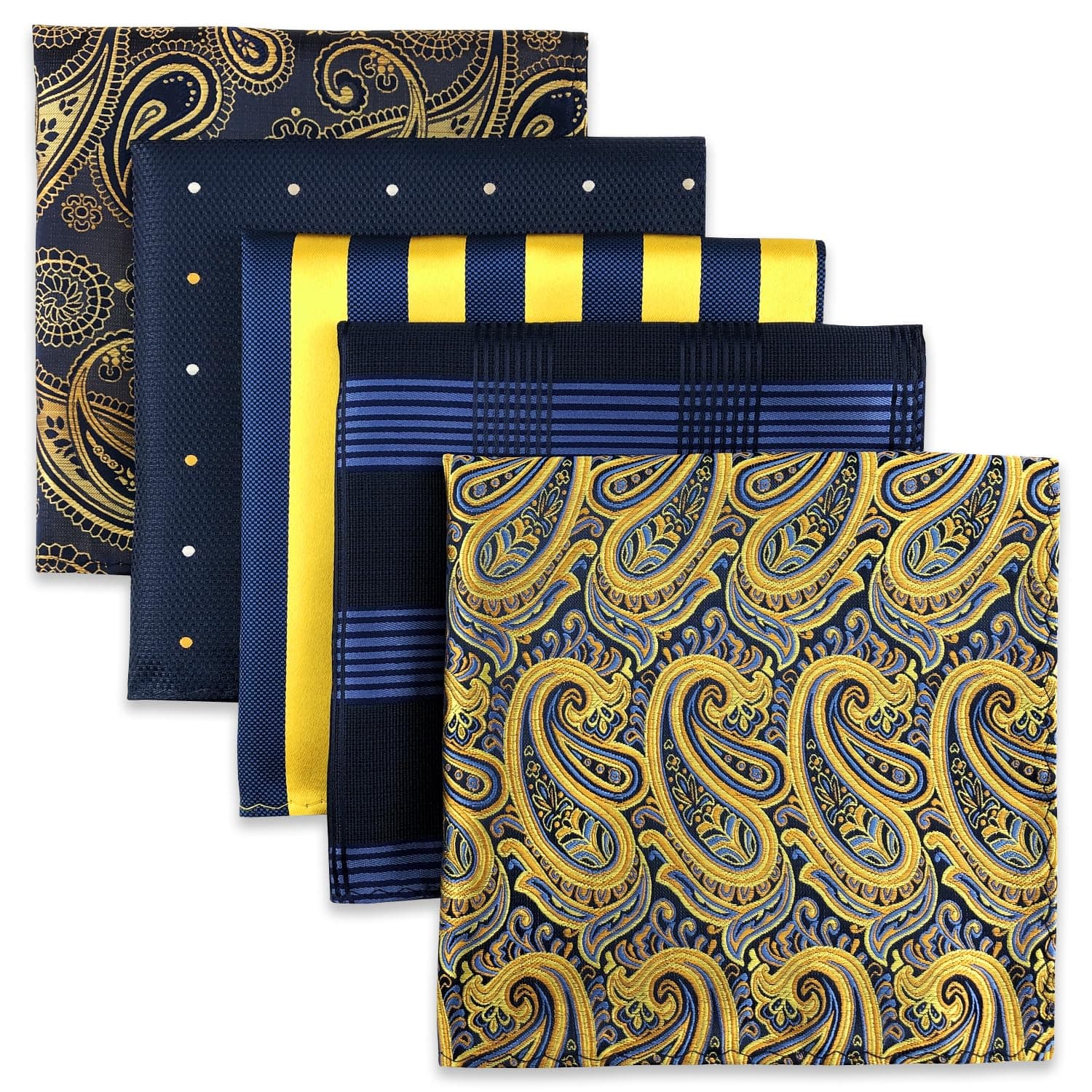 S&W SHLAX&WINGSHLAX&WING Assorted 5 Pieces Mens Silk Pocket Squares Handkerchiefs Set Lot