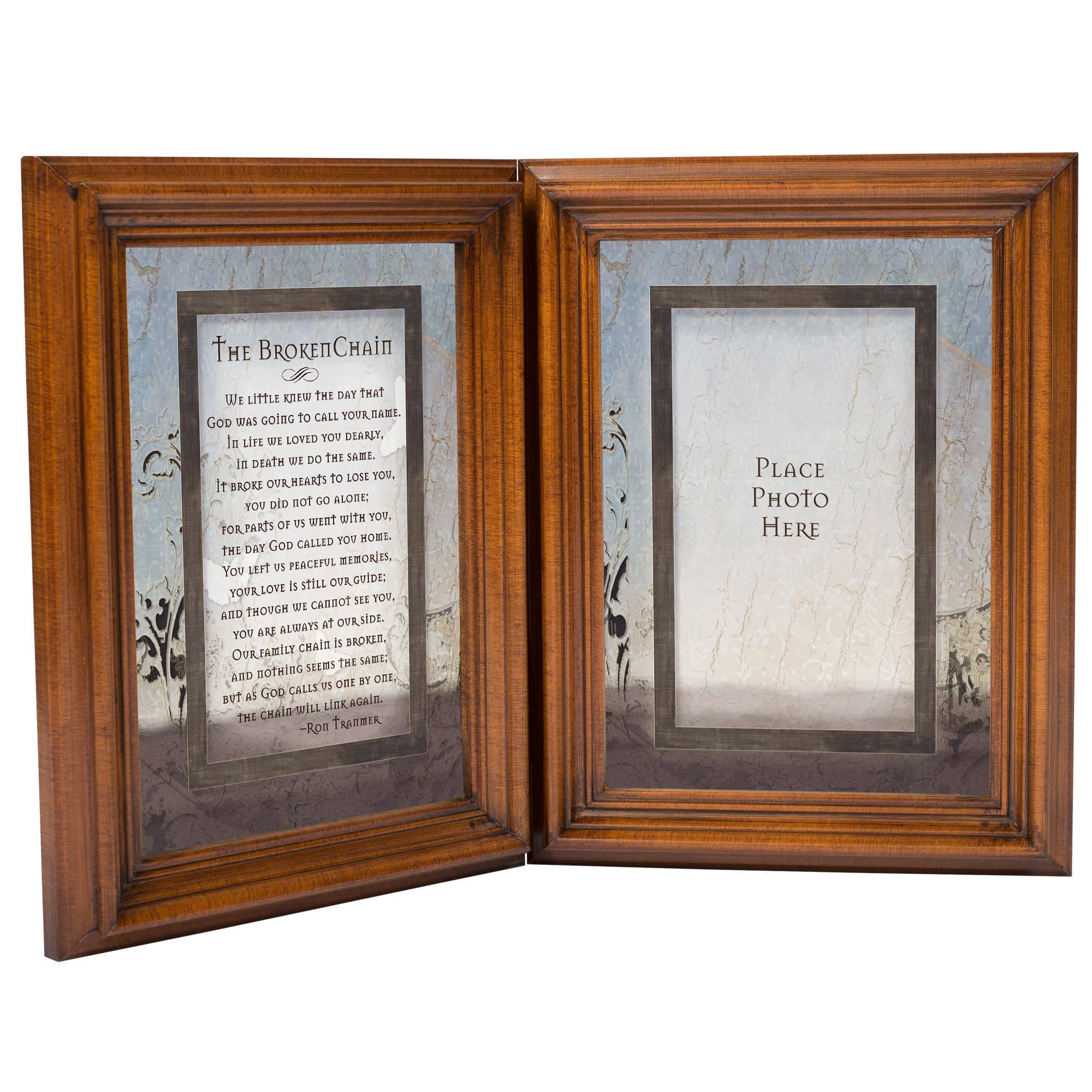 Cottage Garden The Broken Chain Ron Tranmer Wood Finish Hinged 5 x 7 Memorial Double Photo Frame