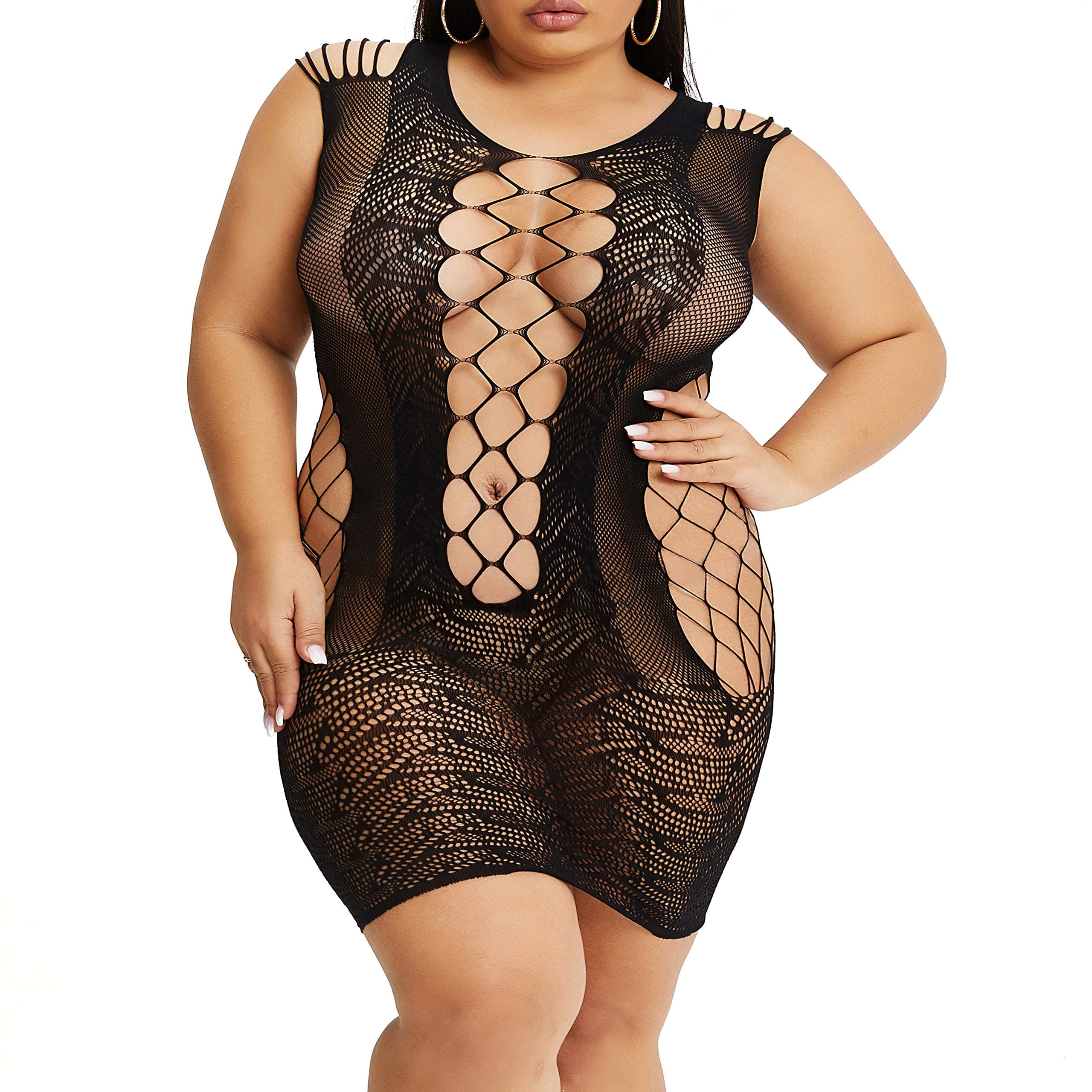 Women Lingerie Medium to Plus Size Fishnet Dress