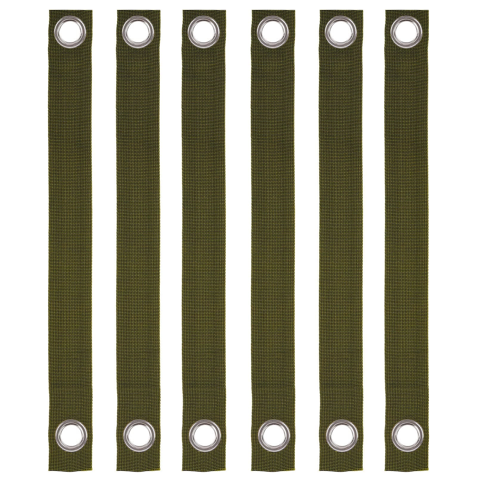 6 Pack of 16 Inch Tree Straps with Grommets for Guying or Staking of Young Tree and Plant Supports, Helping Newly Planted Saplings Cope with Hurricanes (Green)