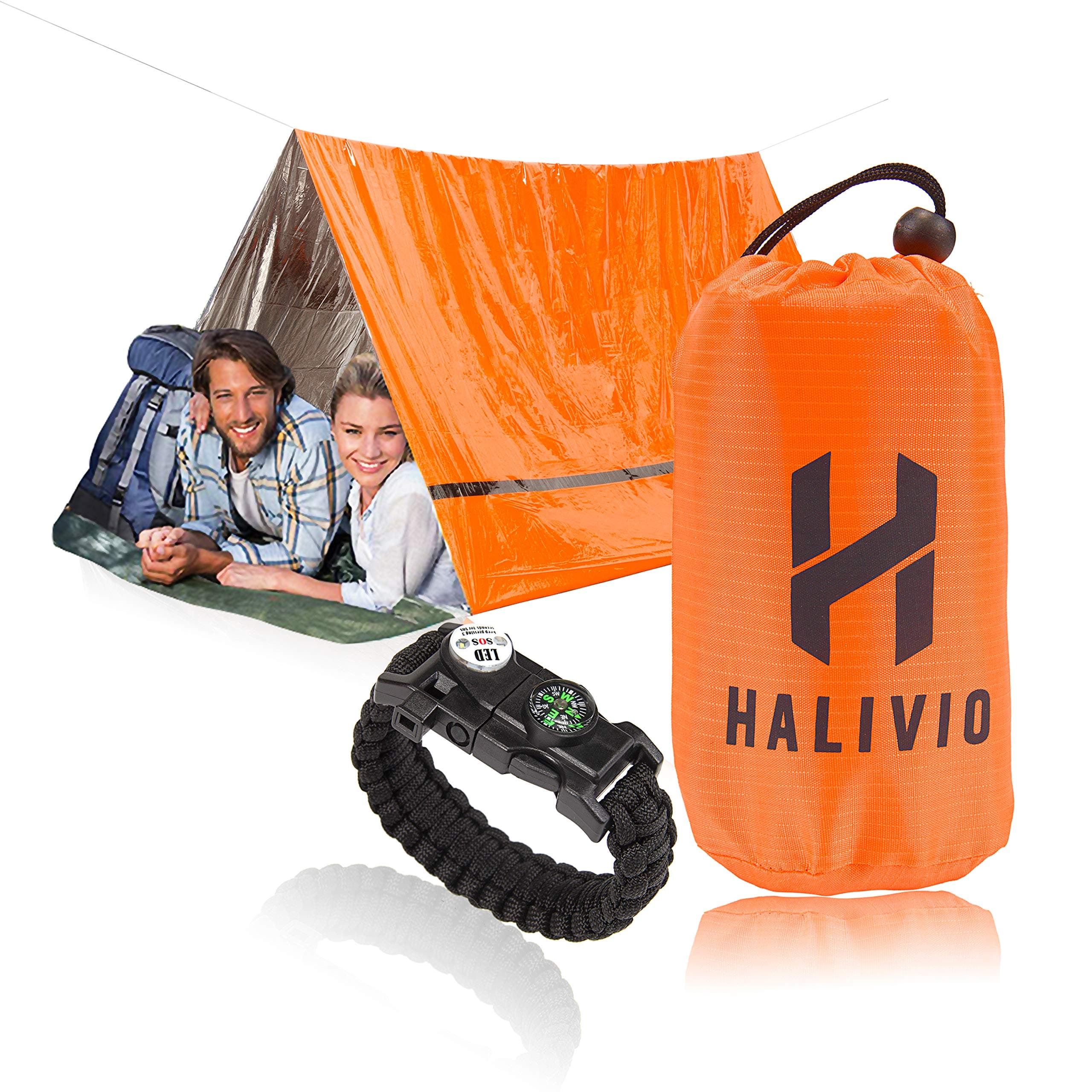 Emergency Tent/Emergency Blanket for Emergency Shelter- Survival Tent Bivy -Emergency Sleeping Bag -Bivvy Bag and Survival Bracelet-Tube Tent