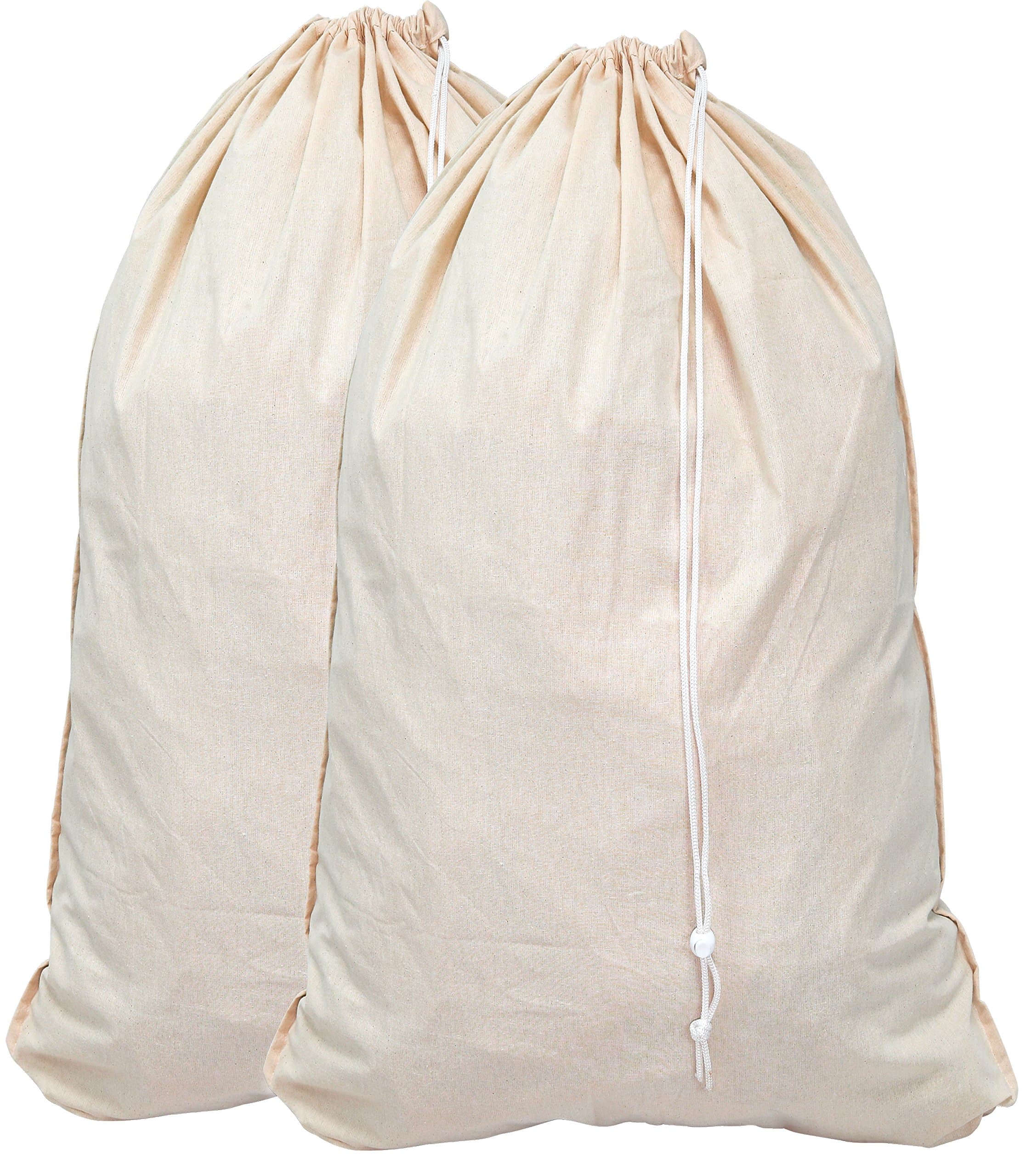 Simple Houseware Extra Large Natural Cotton Laundry Bag, Beige (28" x 36") - 2 Pack