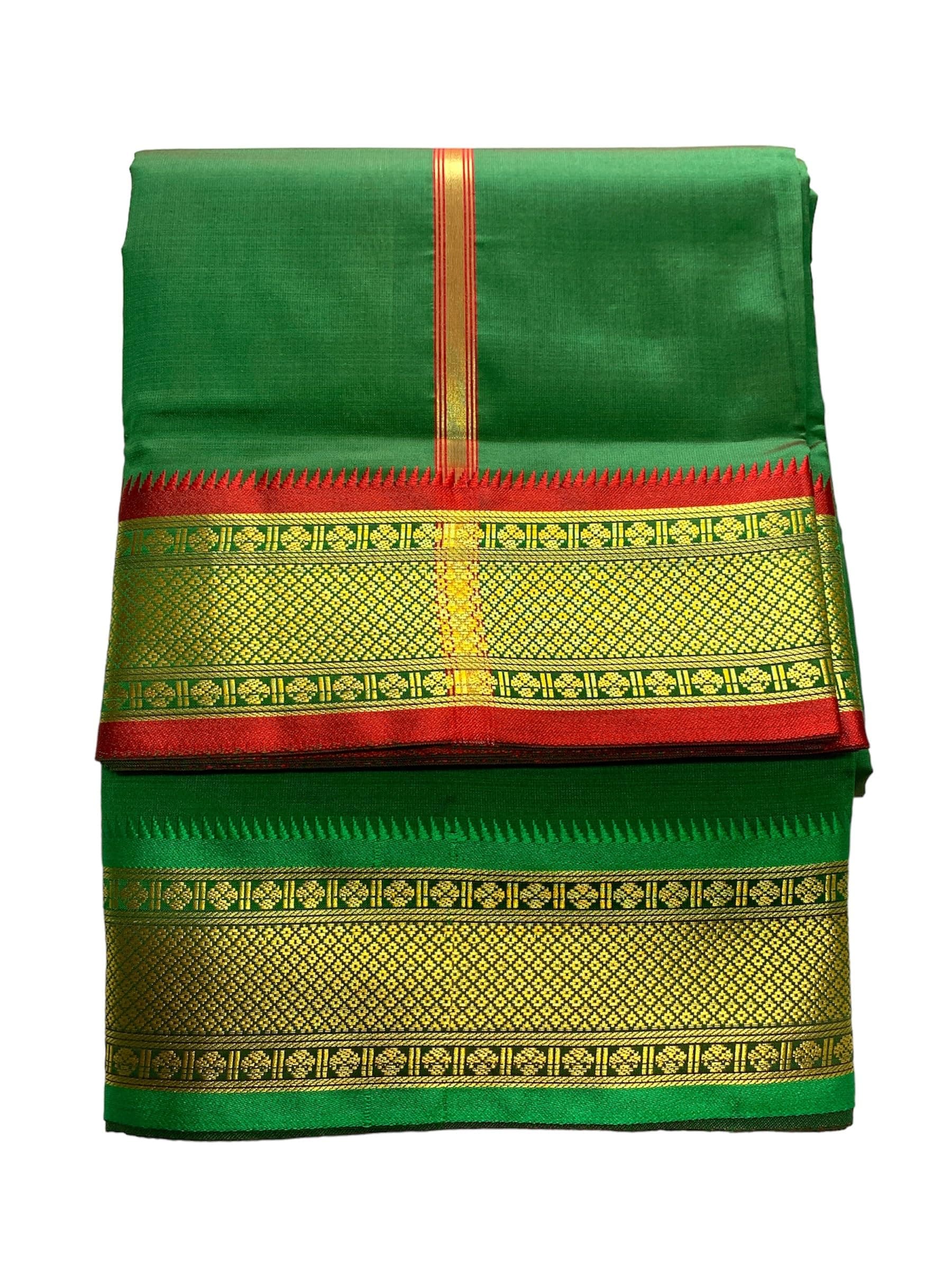 Rameshwaram Fabrics Exquisite Silk Pattu Panchalu: Unstitched Dhoti with Stole for men - Ideal for Pooja and Special Occasions