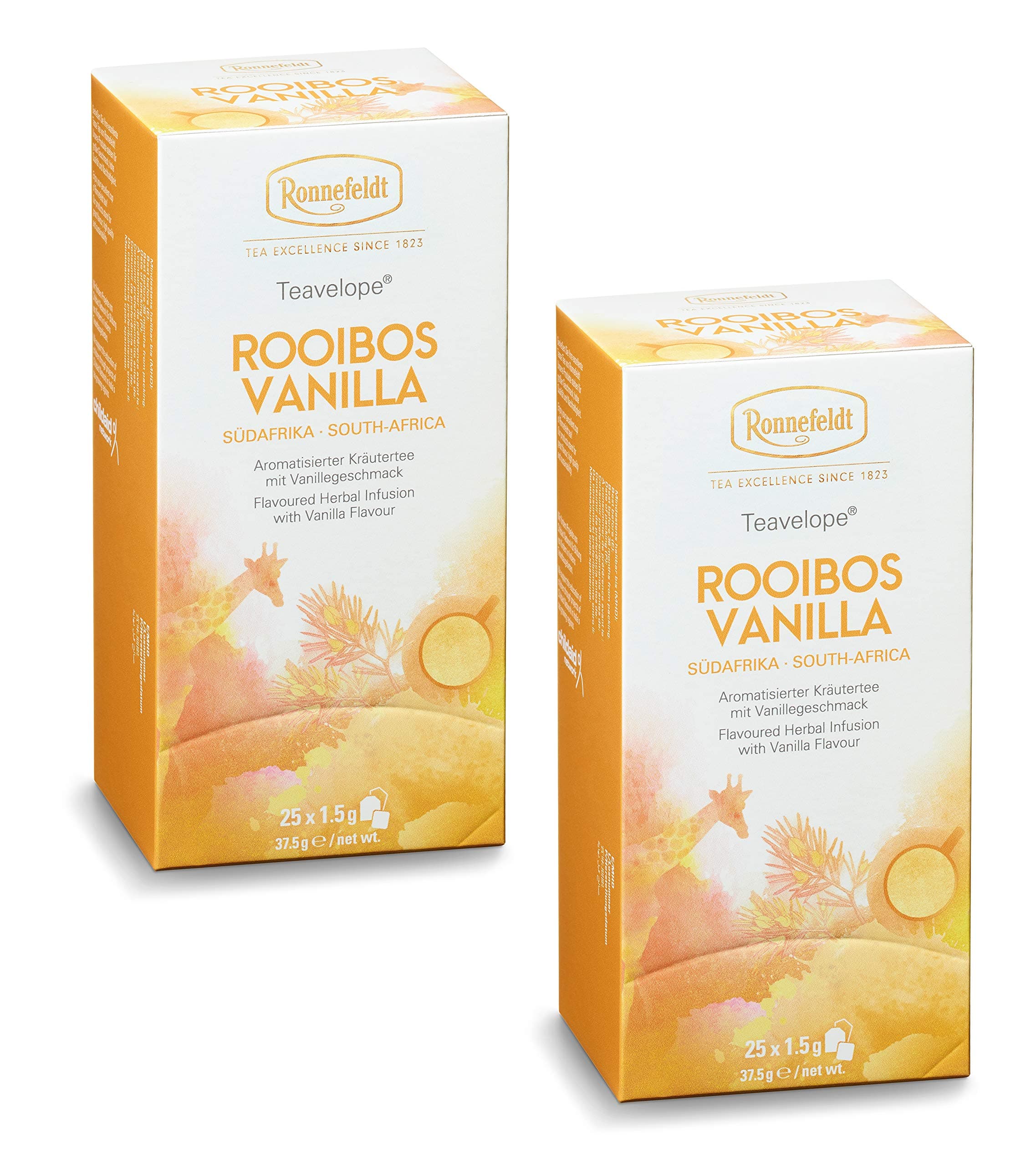 Teavelope - Pack of 2 - Rooibos Vanilla - Flavoured Herbal Tea - 2 x 25 x 1.5 g Tea Bag