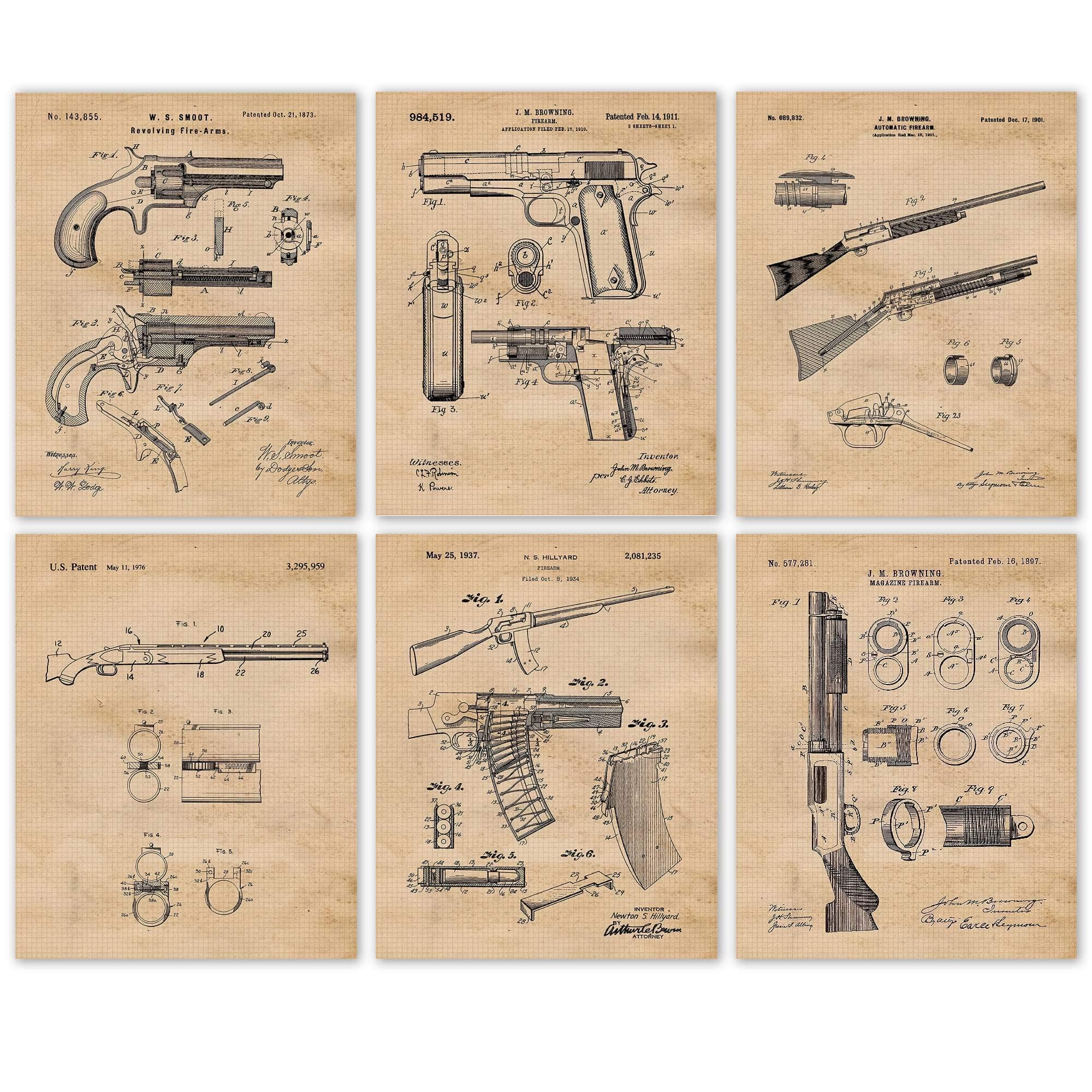STARS BY NATUREVintage Remington Firearms Patent Prints, 6 (8x10) Unframed Photos, Wall Art Decor Gifts Under 20 for Home Office Pistol Rifle Shop Garage Man Cave Student Teacher Cowboys Military Veterans Fan