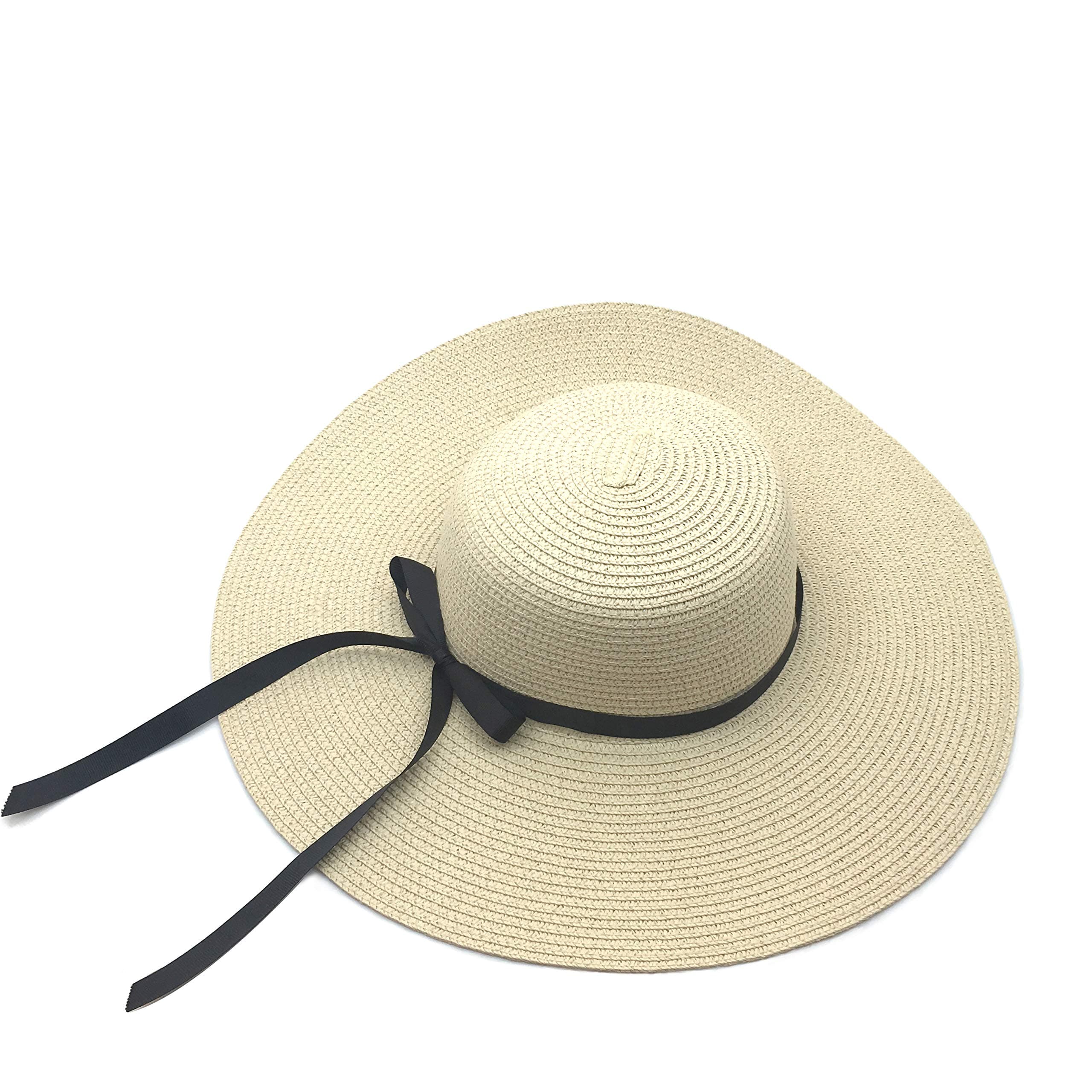 SIYWINA Ladies Sun Hat Large Brim Summer Hat UPF 50+ Straw Hat Foldable Beach Cap for Womens