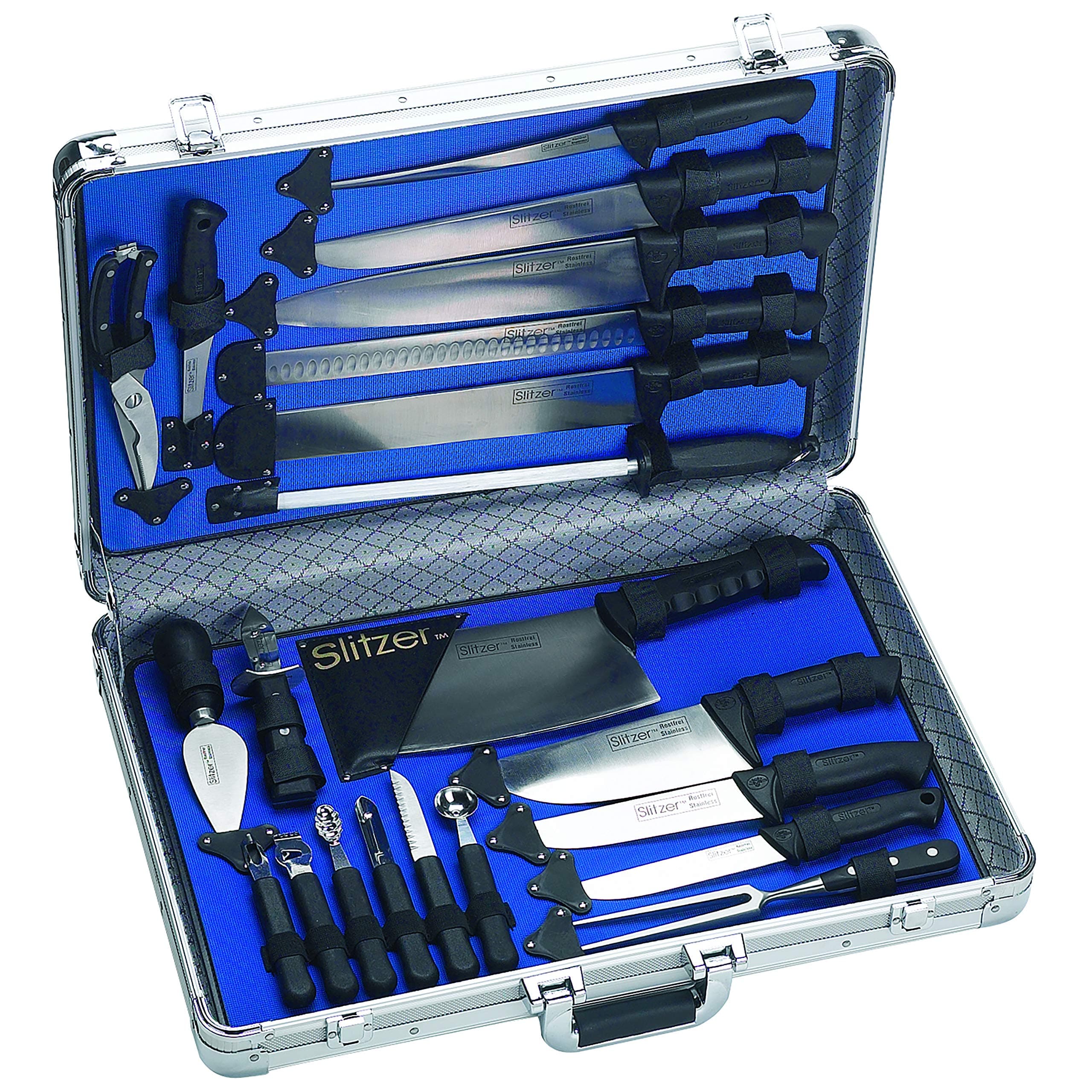 Slitzer Germany 22pc Professional Chef's Cutlery Set in Case, Black