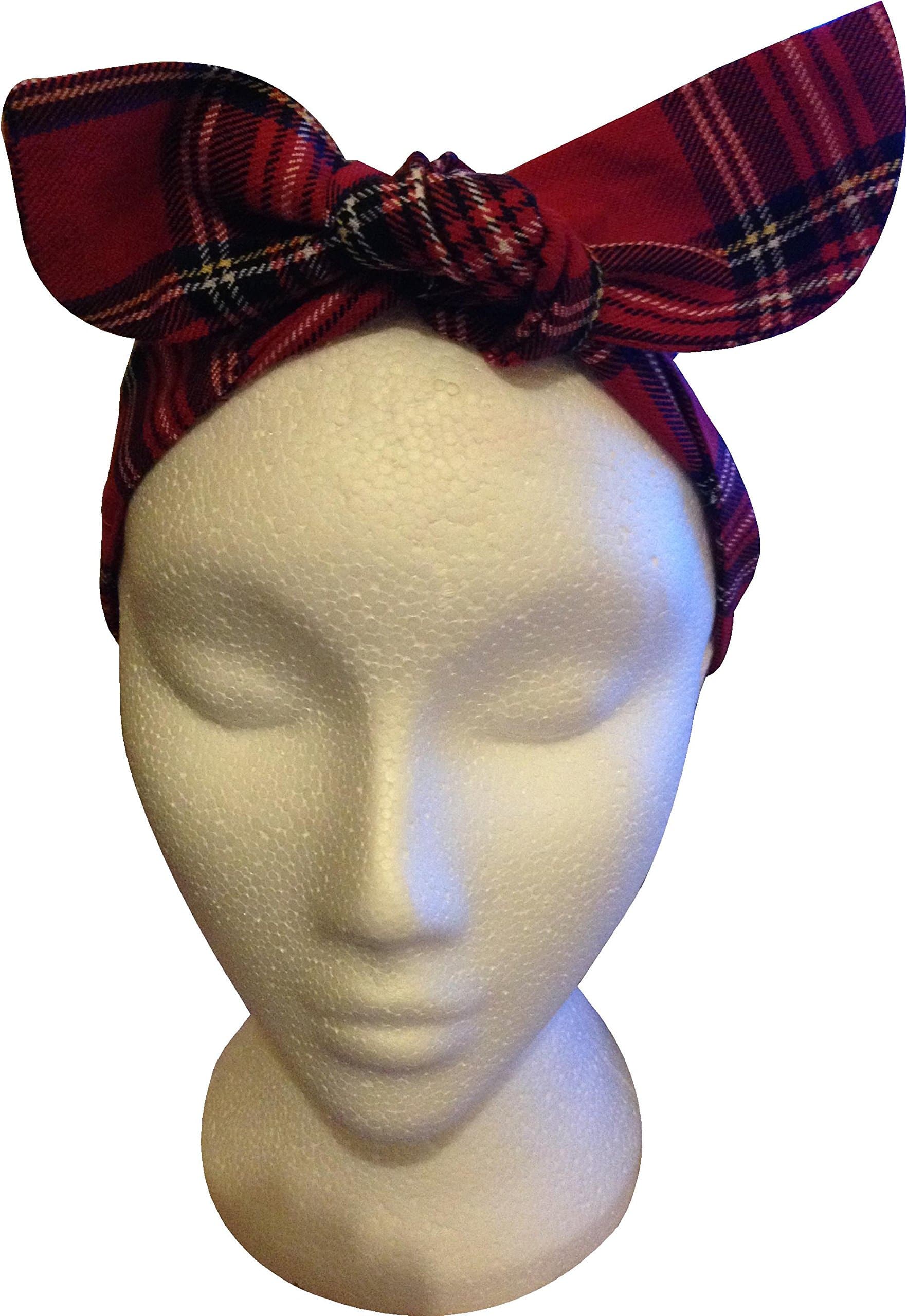 tartan elasticated headband red
