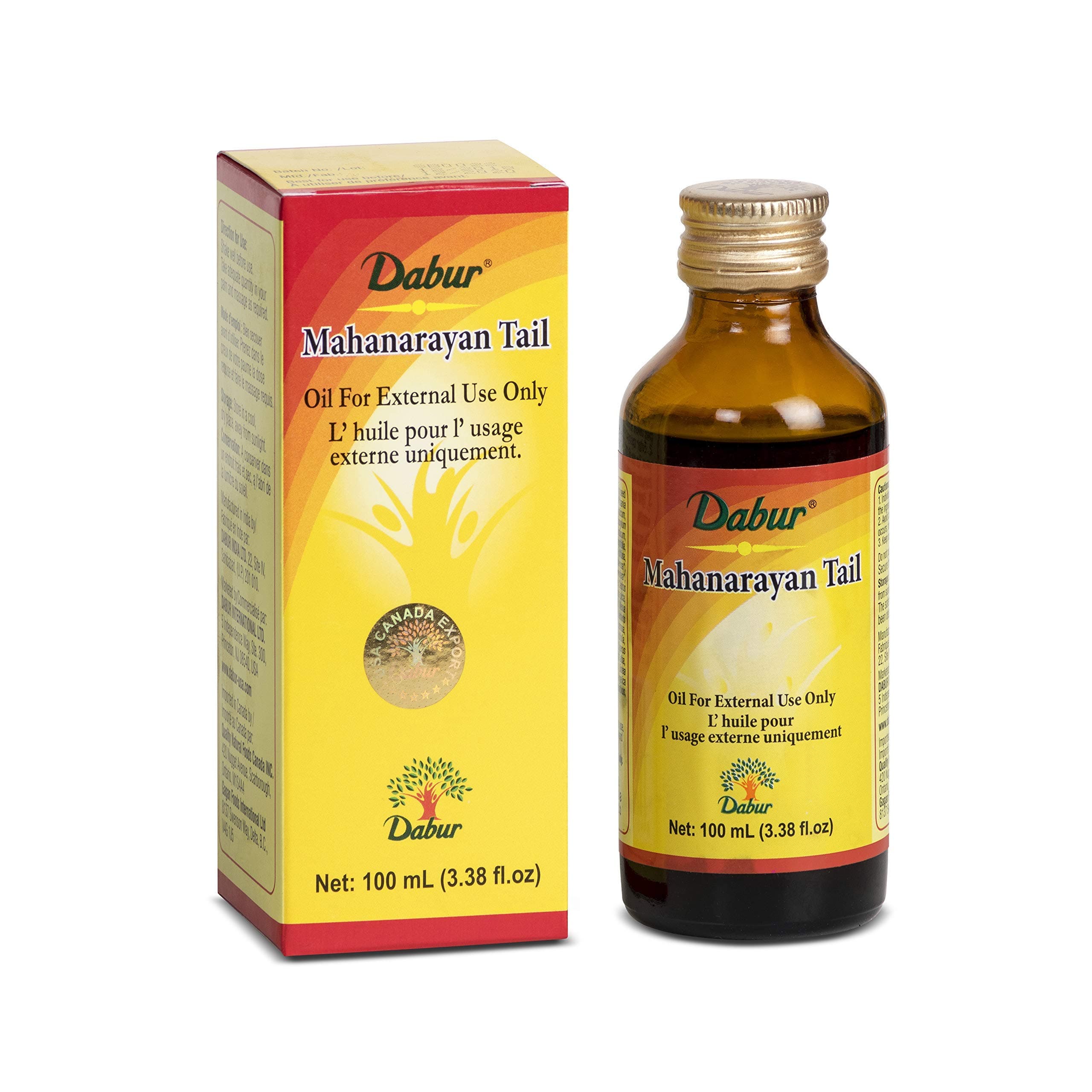 Dabur Herbal Ayurveda Mahanarayan Tail Massage Oil for Aching Joints and Muscles (100 ml / 3.38 fl oz)
