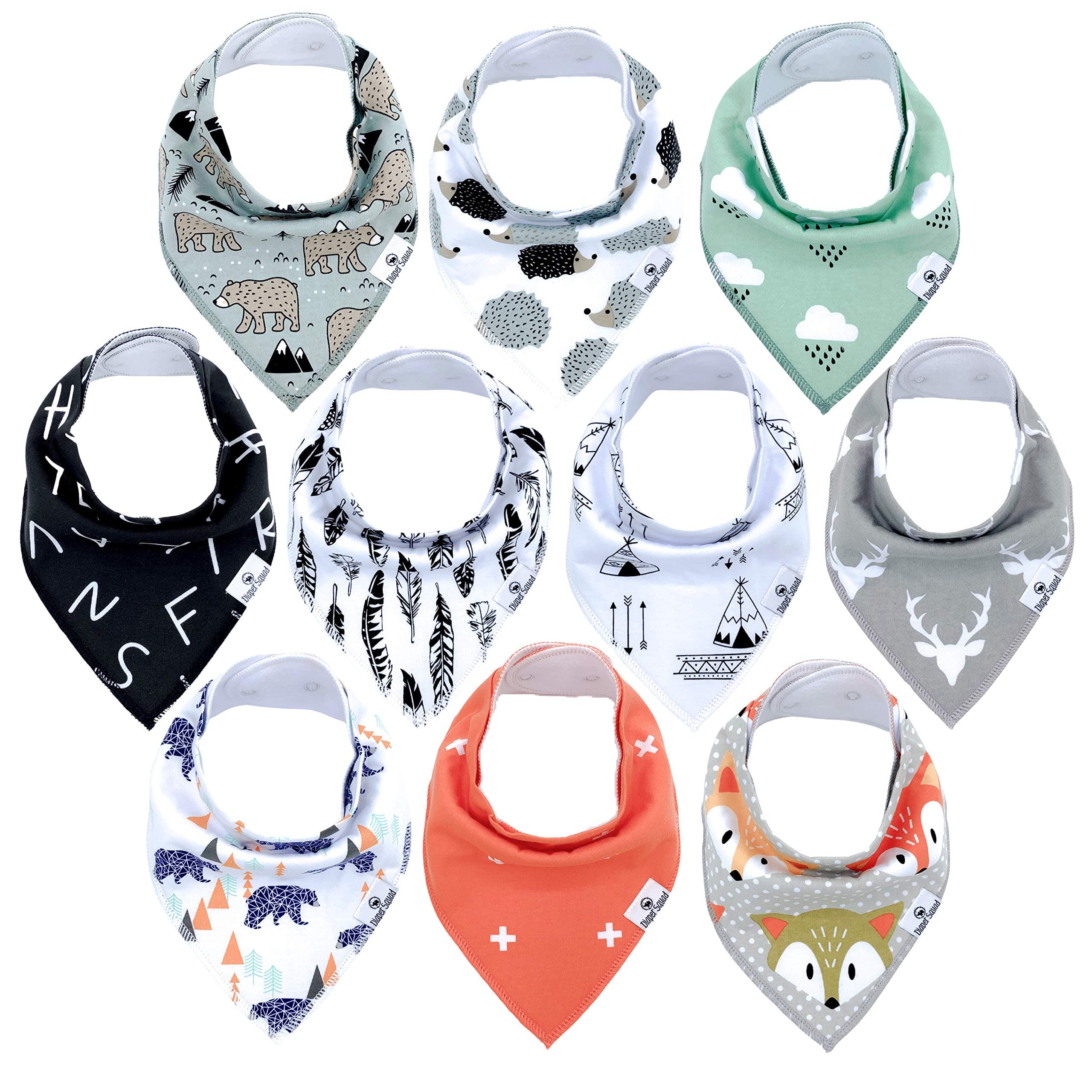 DiaperSquad's Baby Bibs for Drooling and Teething, Bibs for Boys, Baby Girl - Solid Cotton Baby Drool Bibs