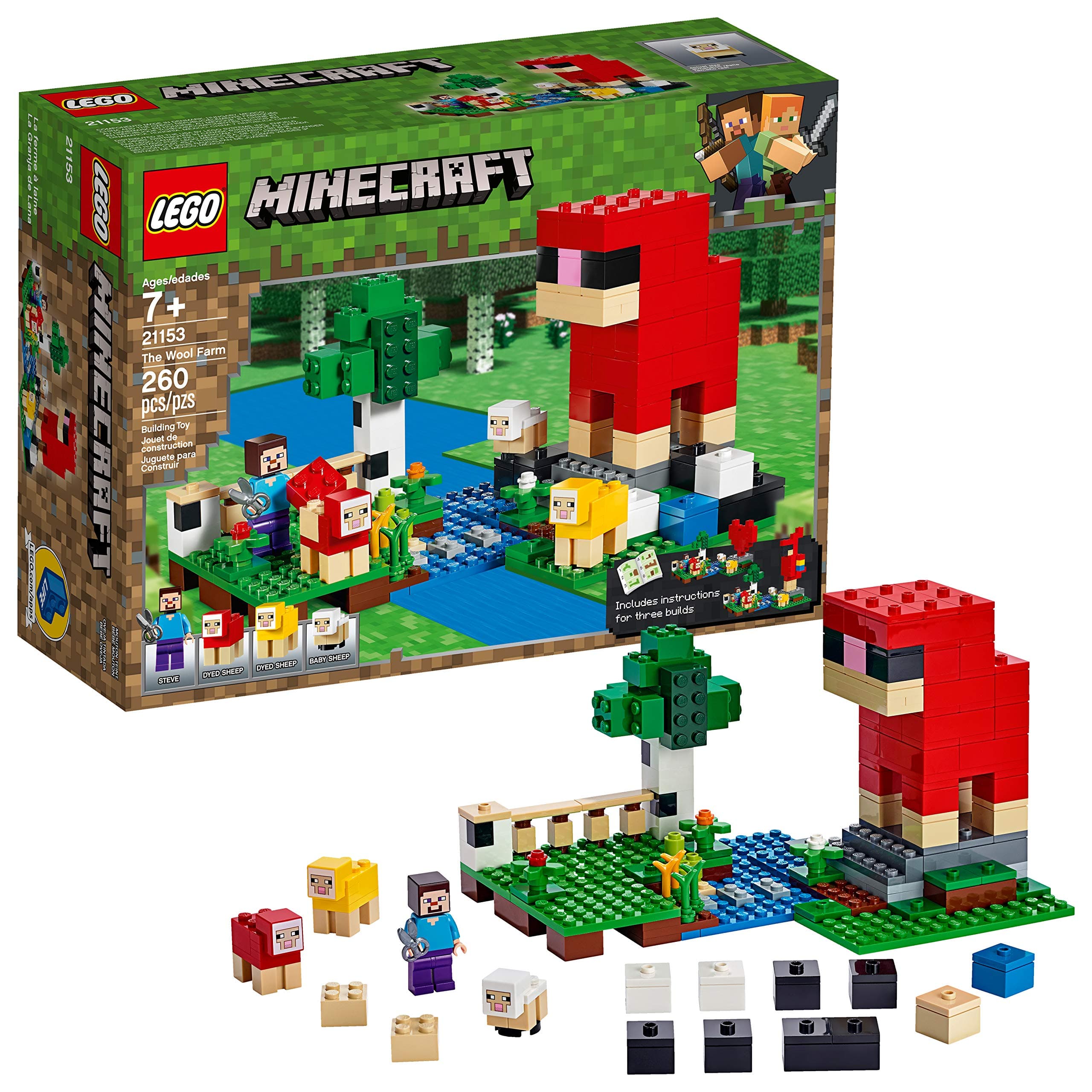 Minecraft The Wool Farm 21153 Building Kit, New 2019 (260 Pieces)