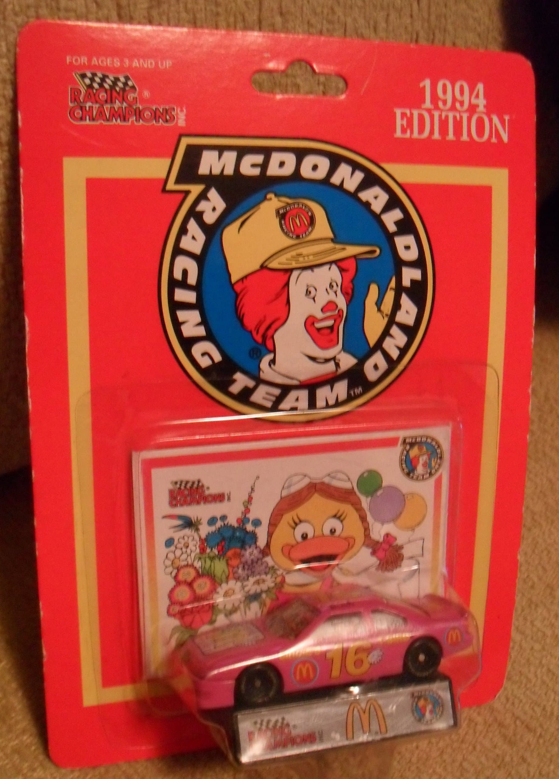 Racing Champions 1994 edition McDonald land racing team Pink car #16 birdie's t-bird RARE item