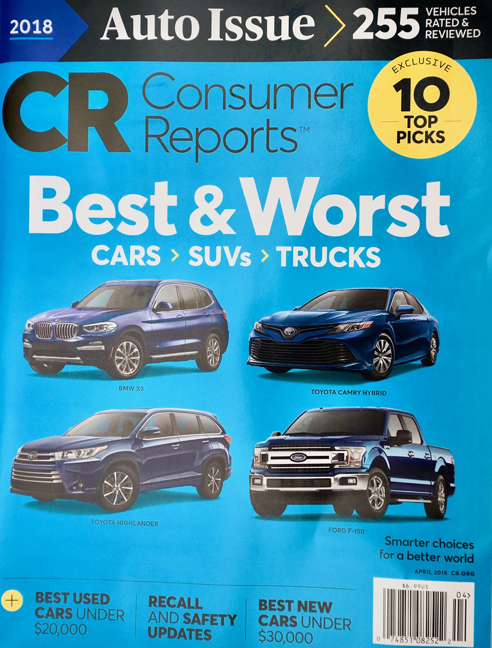 Consumer Reports Magazine 4/2018 Cars Suvs Trucks BEST AND WORST AUTO ISSUE 2018