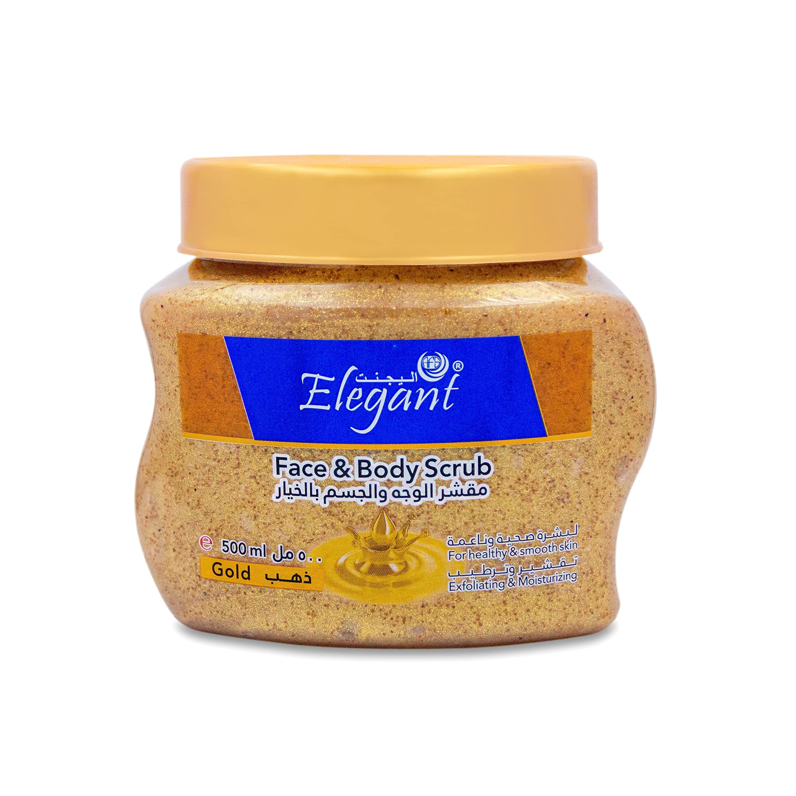 Elegant Glorious Gold FACE & BODY SCRUB | 500 ML | Deep Cleaning & Exfoliating Scrub, Facial Exfoliant For Healthy & Smooth Skin, Natural Extracts For Moisturizing – 500ML