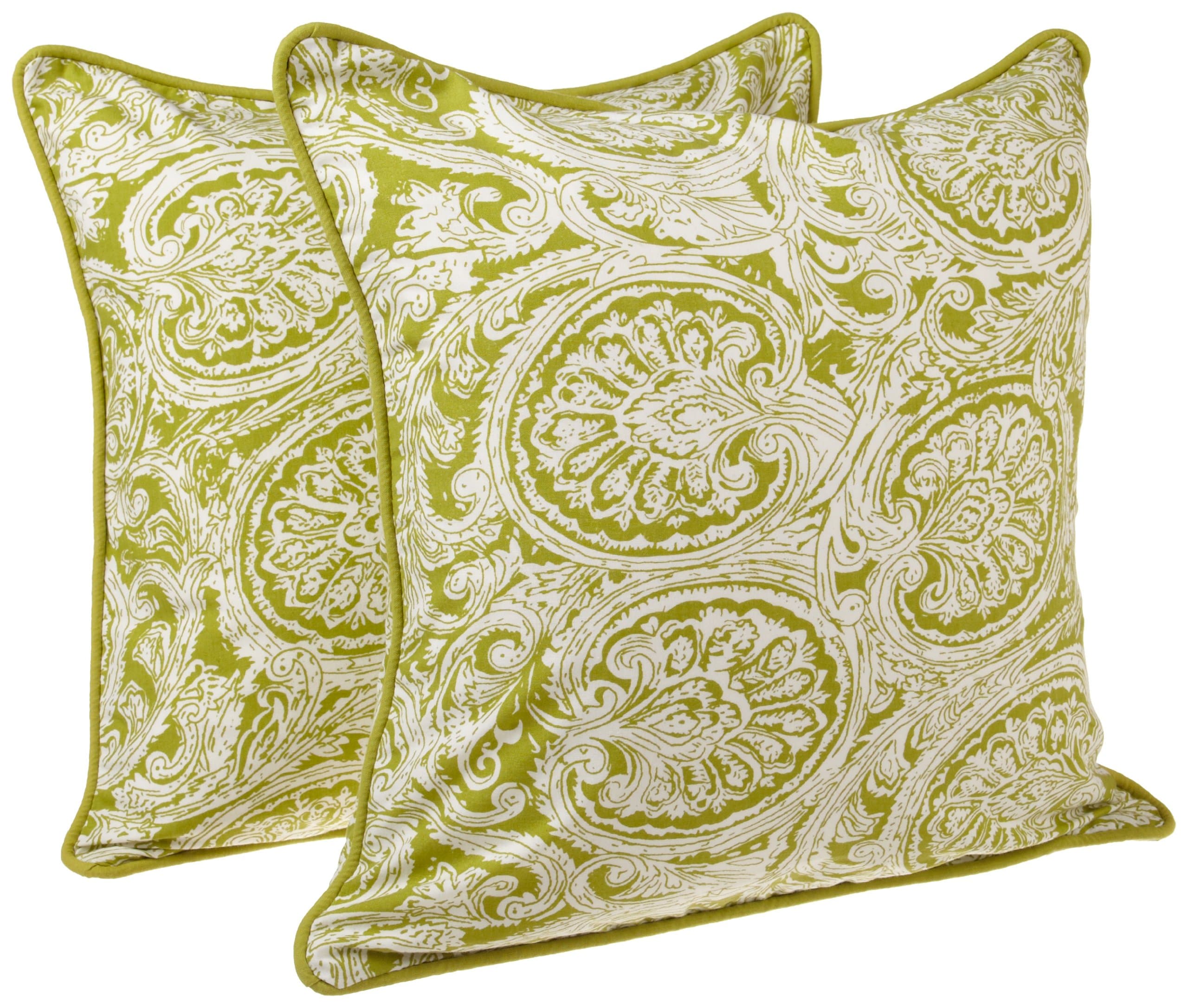 Tululah Designs 18-Inch by 18-Inch Gypsy Print Cushion Cover, Green, Set of 2