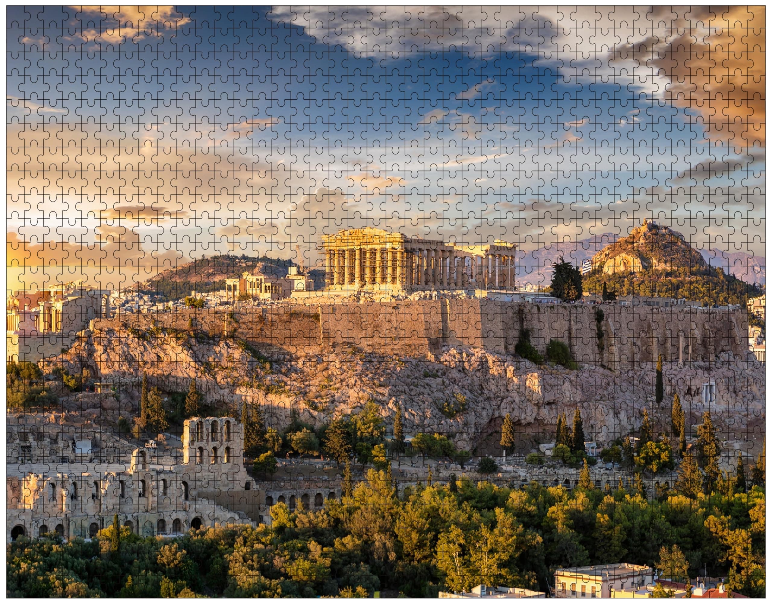The Acropolis of Athens Greece with The Parthenon Temple 1000 Pieces Wooden Jigsaw Puzzles Personalized Photo Puzzle for Adults Friends Picture Puzzle Gifts for Home Decor