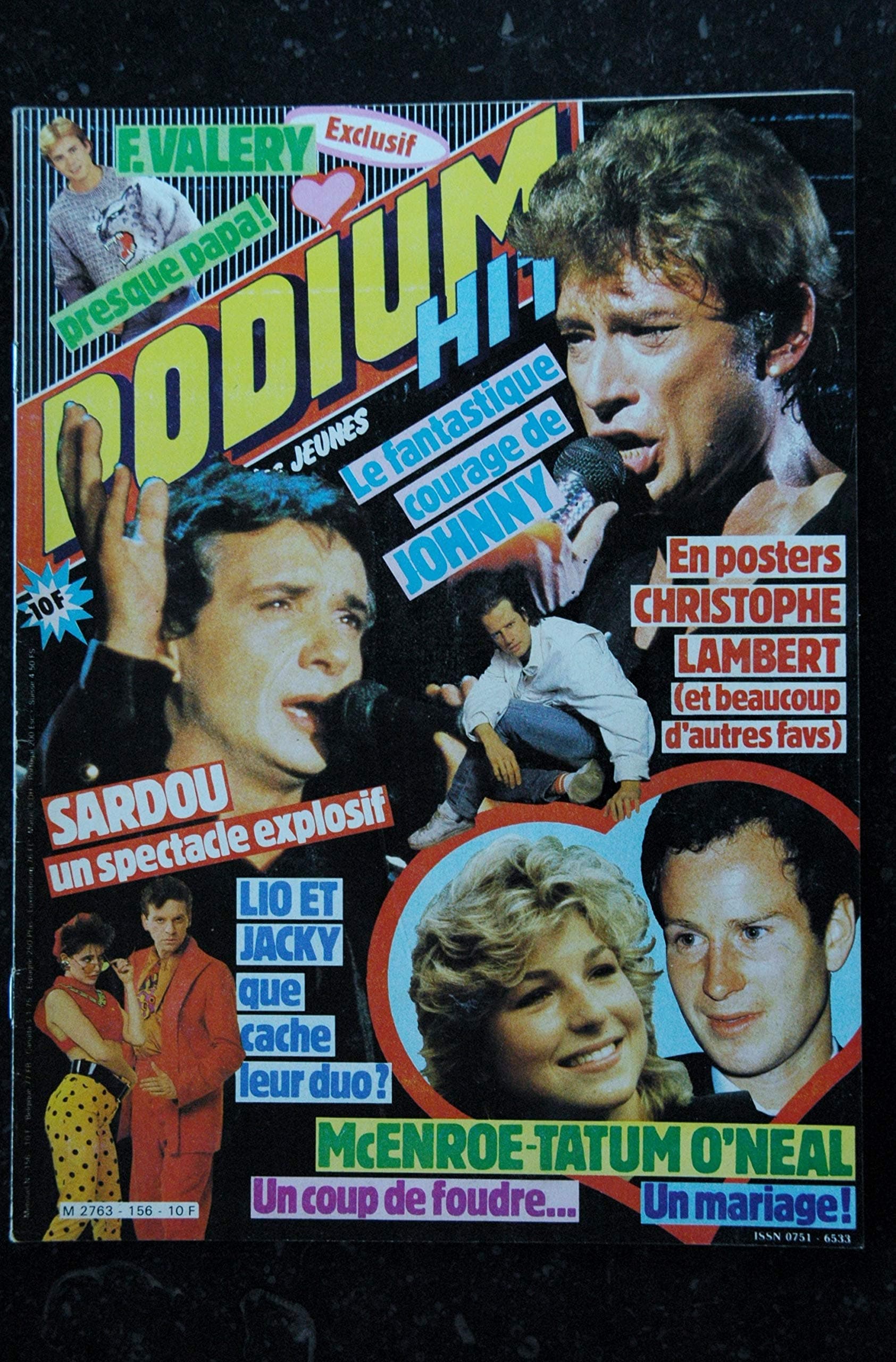 PODIUM HIT 156 février 1985 incomplet F. VALERY JOHNNY SARDOU LIO JACKY Christophe LAMBERT