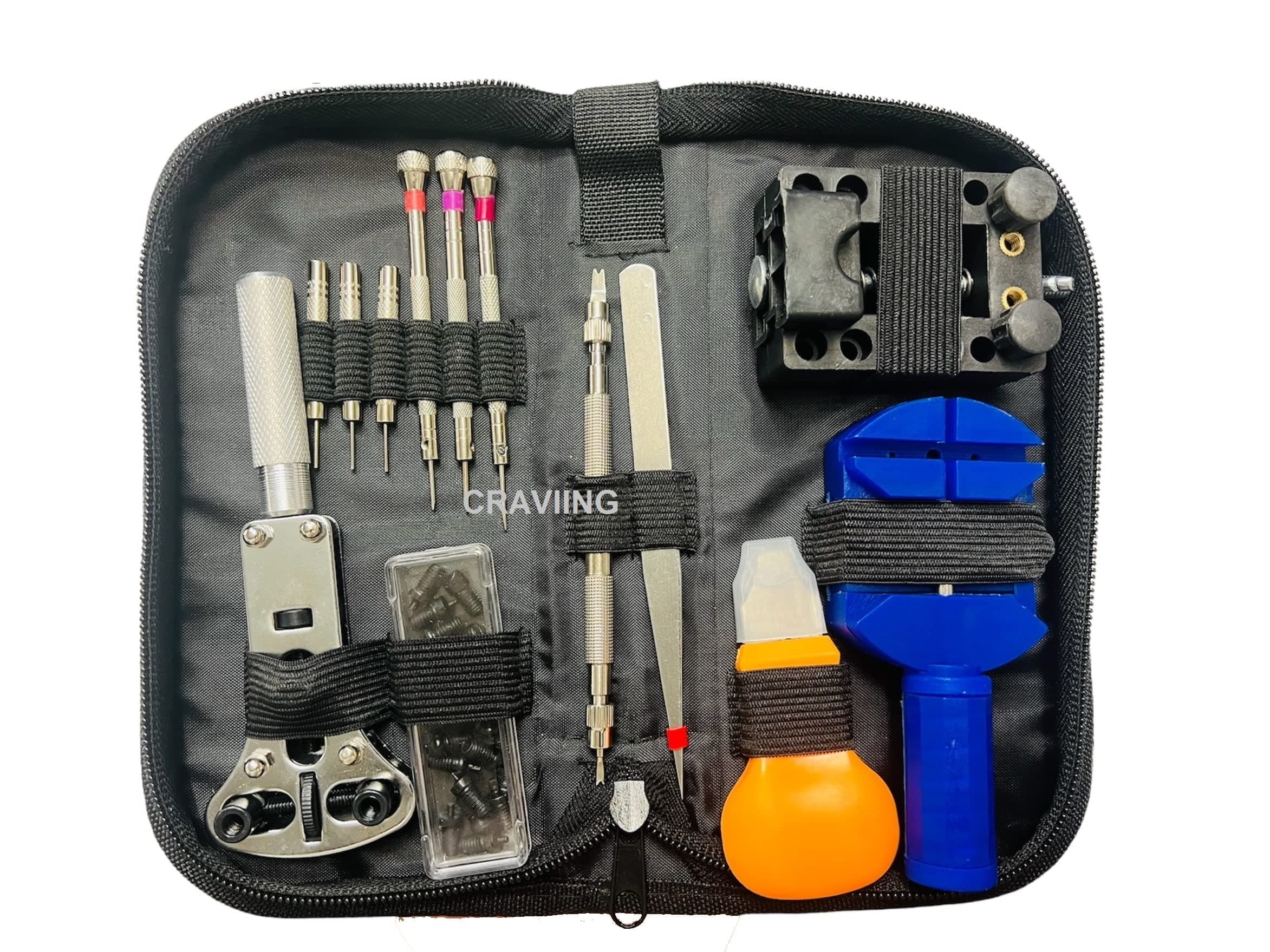 Watch Repair Kit, Spring Bar Tool Set, Battery Changing Tool Kit, Watch Band Link Remover, with Carry Case