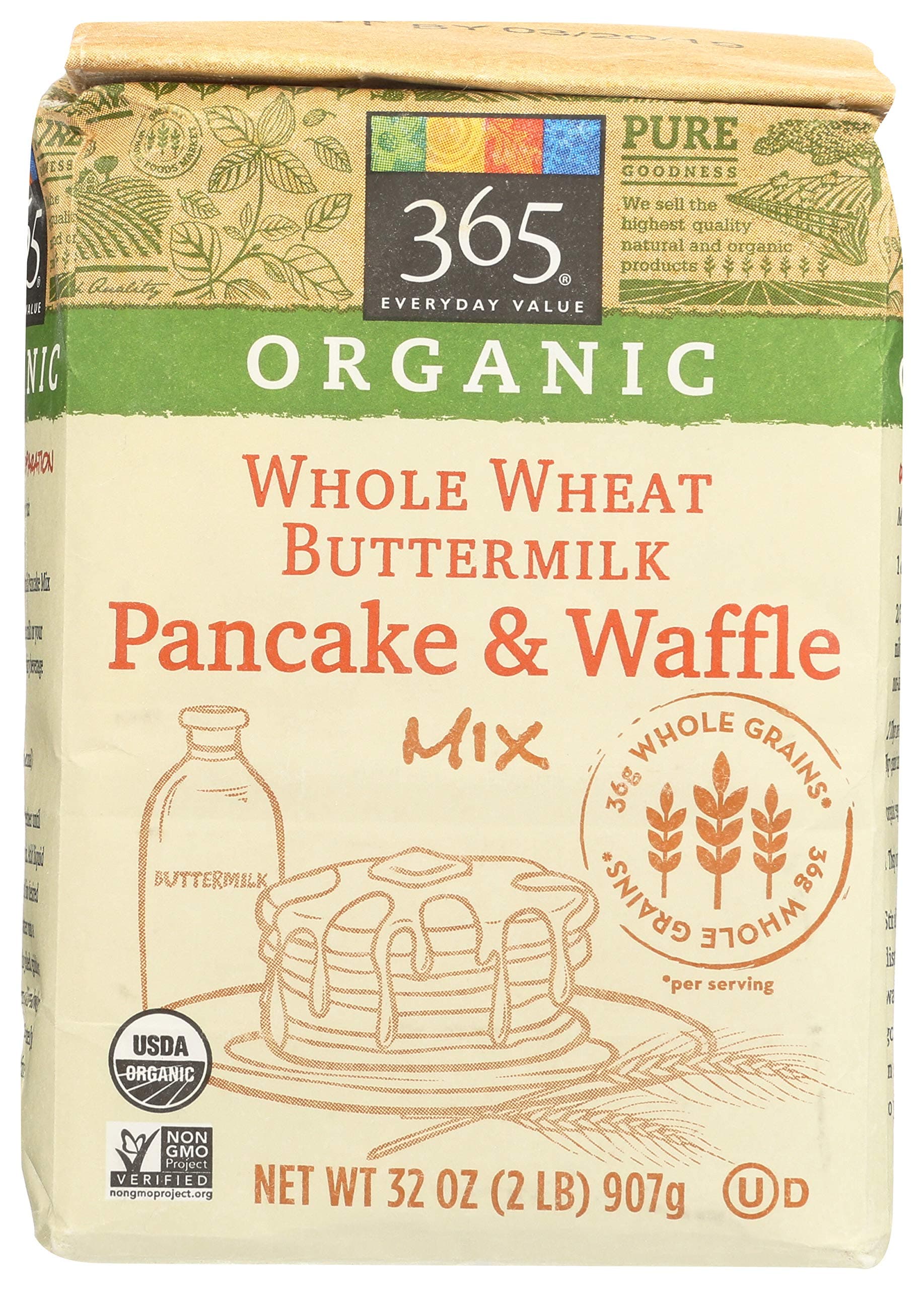 365 Everyday Value, Organic Whole Wheat Buttermilk Pancake & Waffle Mix, 2 Pound