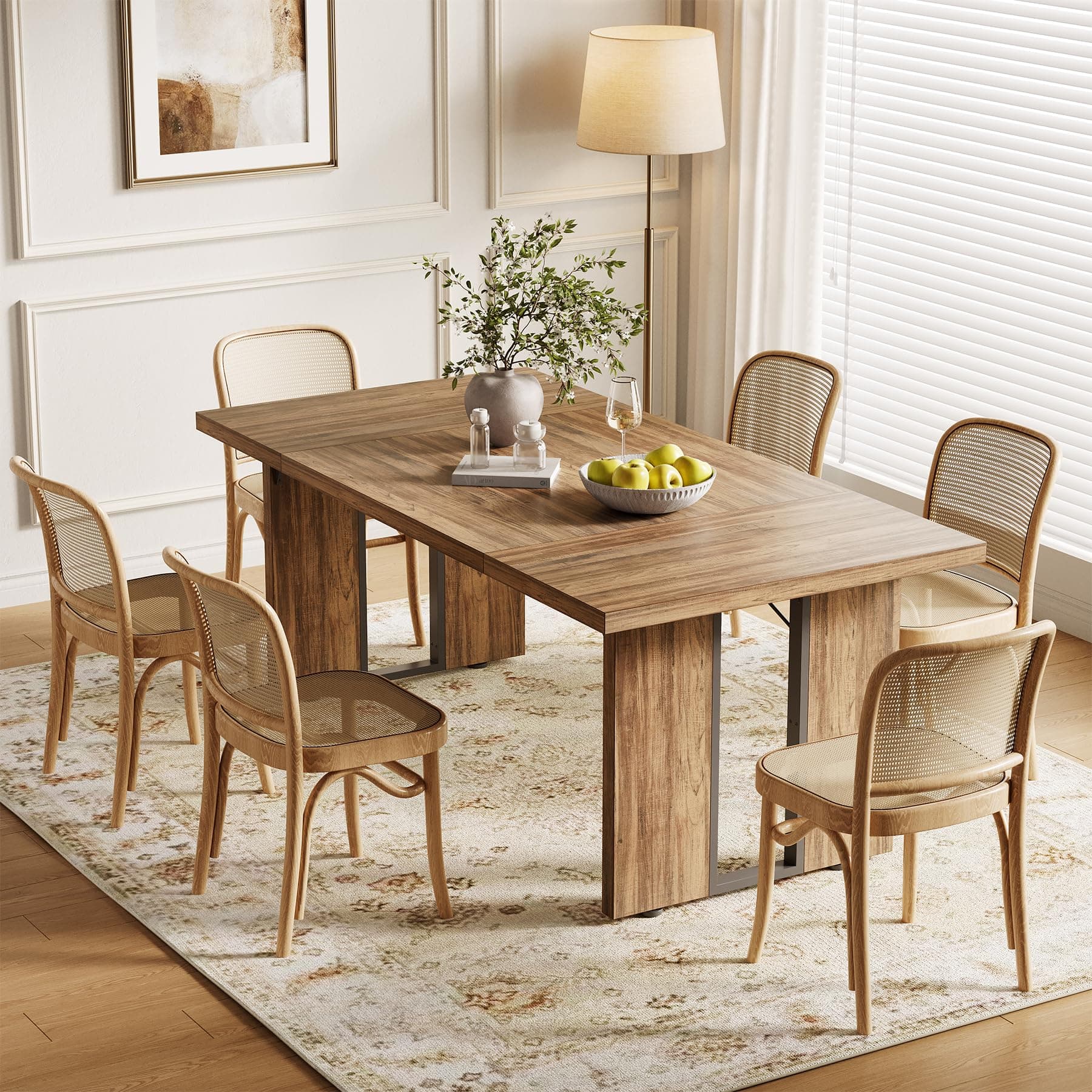 LITTLE TREE 71-Inch Dining Table, Rectangular Wooden Kitchen Table for 4-6 People, Modern Home Furniture with Heavy Duty Legs, Large Dinner Furniture Last Forever, Wood Grain