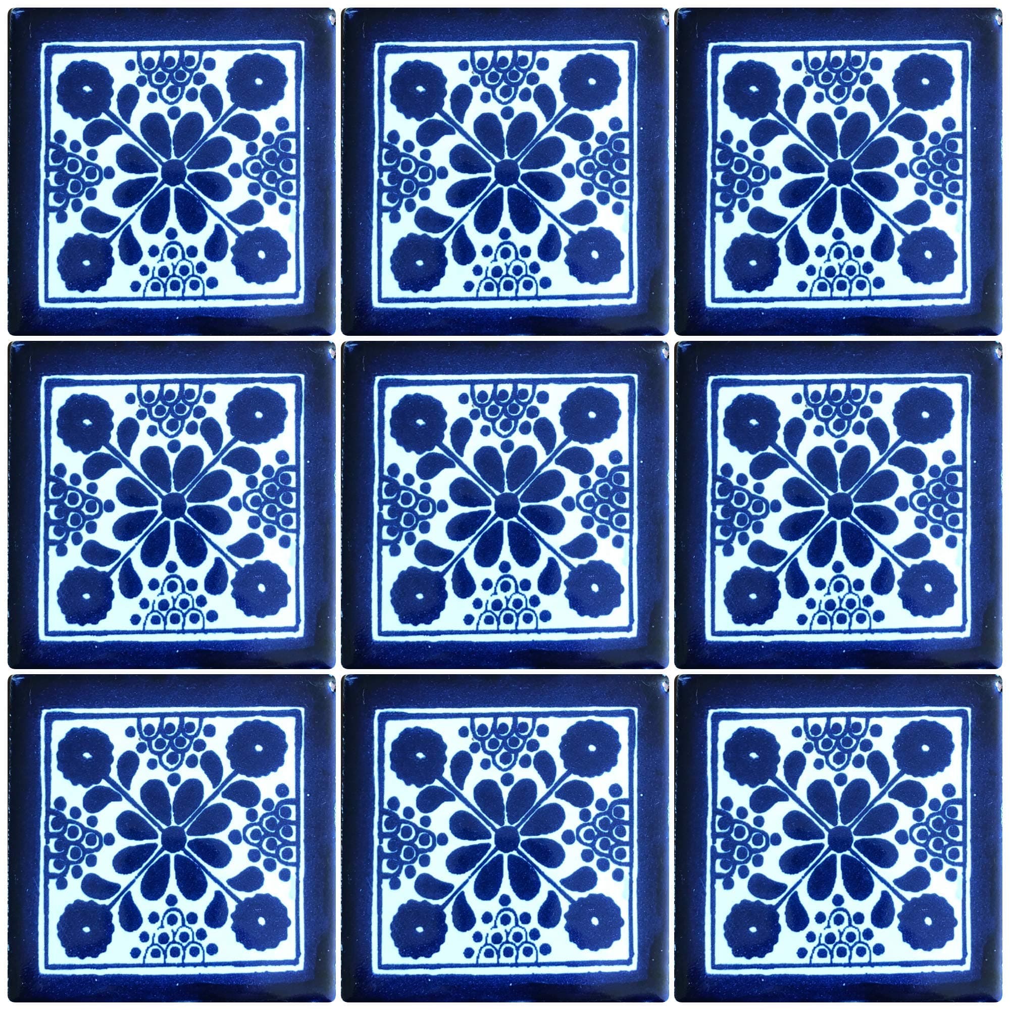 Ceramic Talavera Mexican Tile 4x4", 9 Pieces (NOT Stickers) A1 Export Quality! - EX27