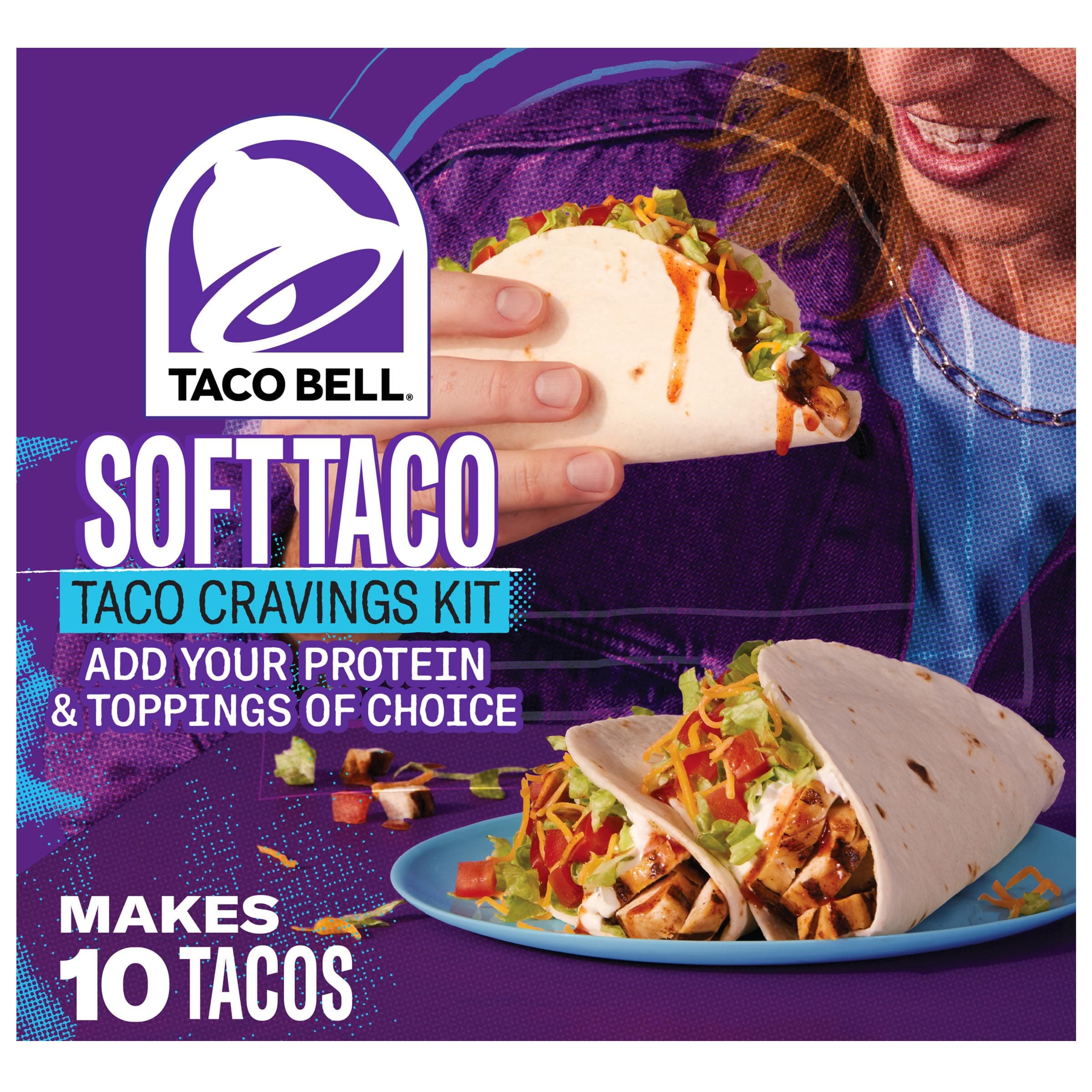 Soft Taco Cravings Kit with 10 Soft Tortillas, Taco Bell Mild Sauce & Seasoning, 14.8 oz Box