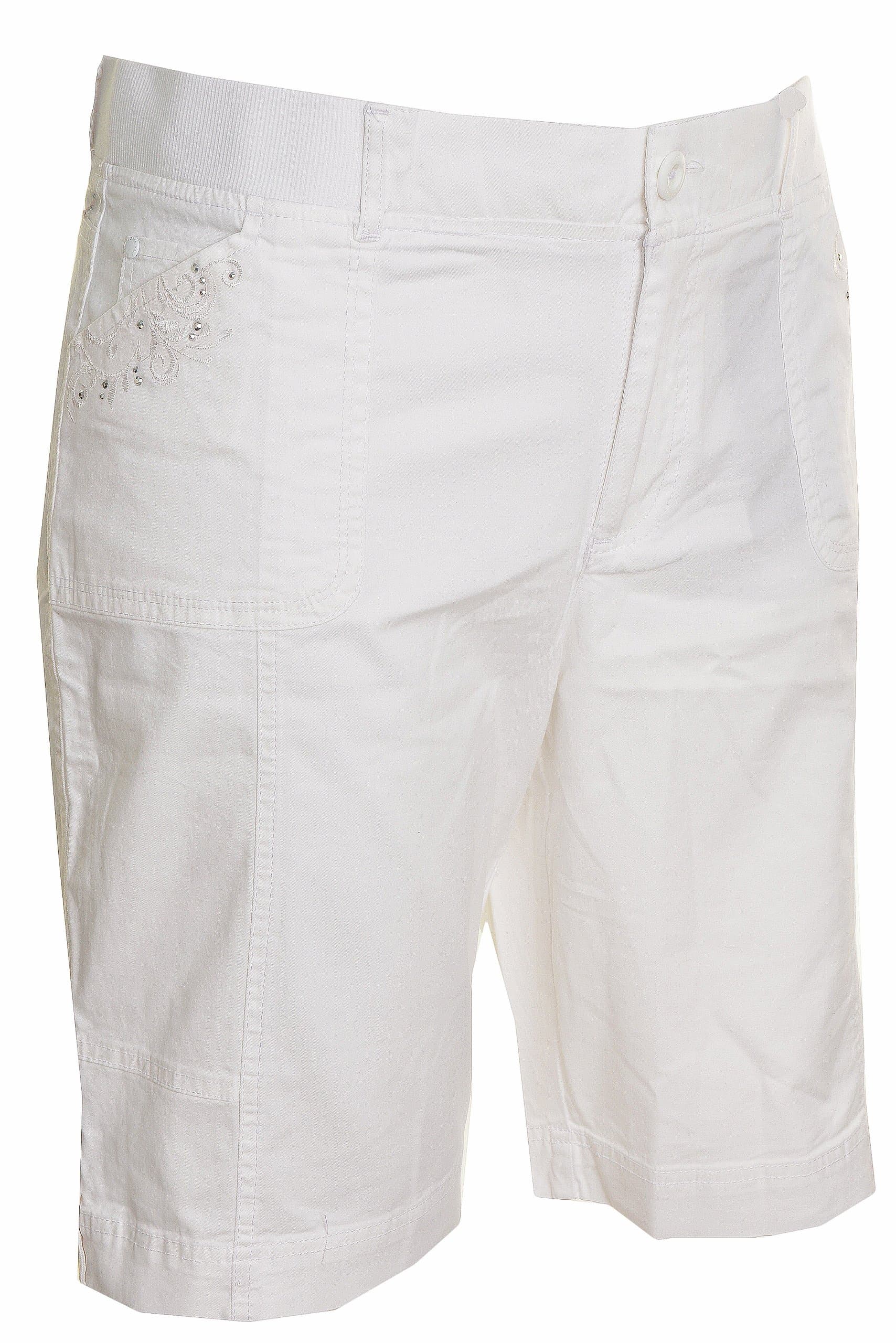 Gloria Vanderbilt G.Vanderbilt Carla Knit Waist Embroidery Bermuda Shorts