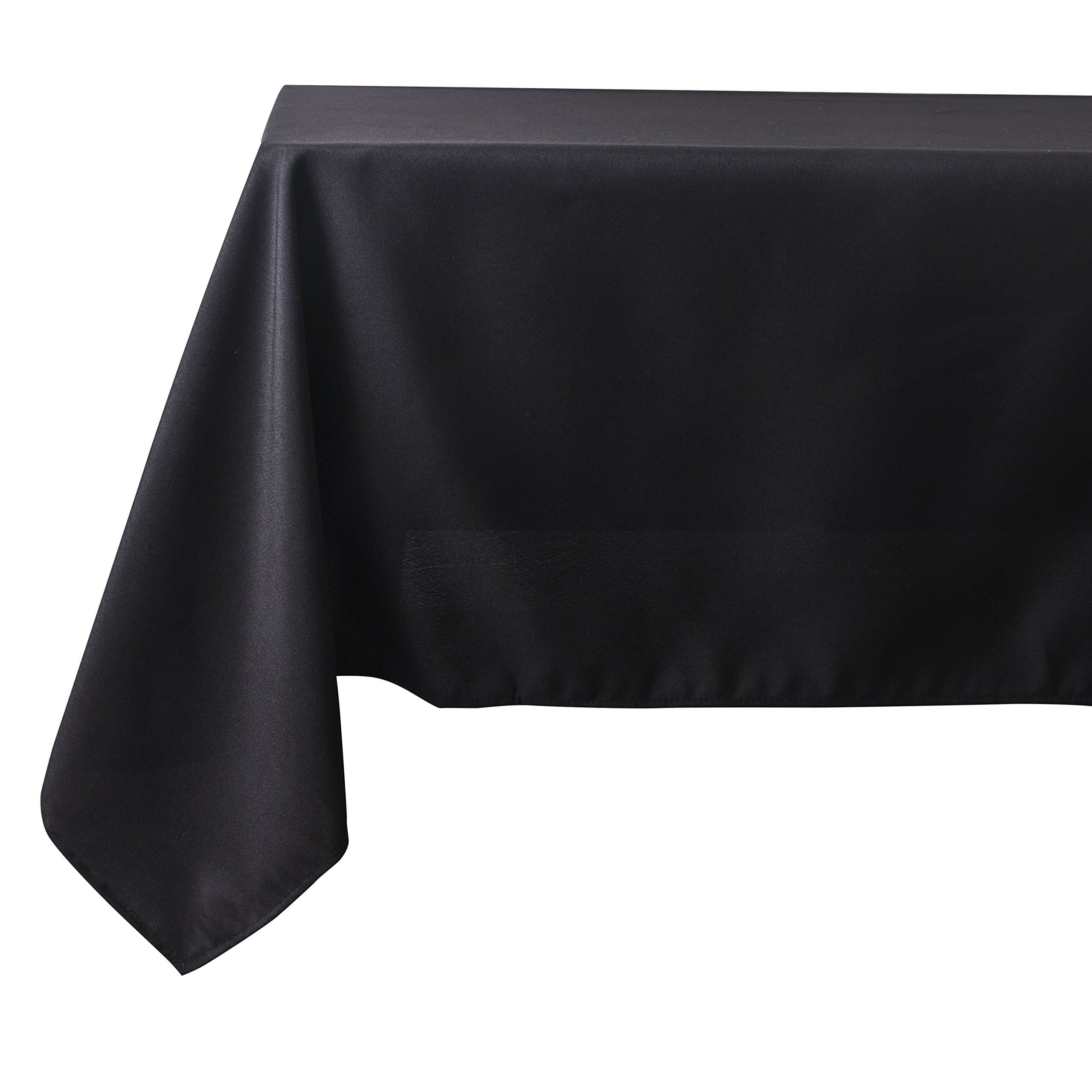 Rectangular Solid Polyester Tablecloth 60 x 84 inch for Buffet Table, Parties, Holiday Dinner,Black