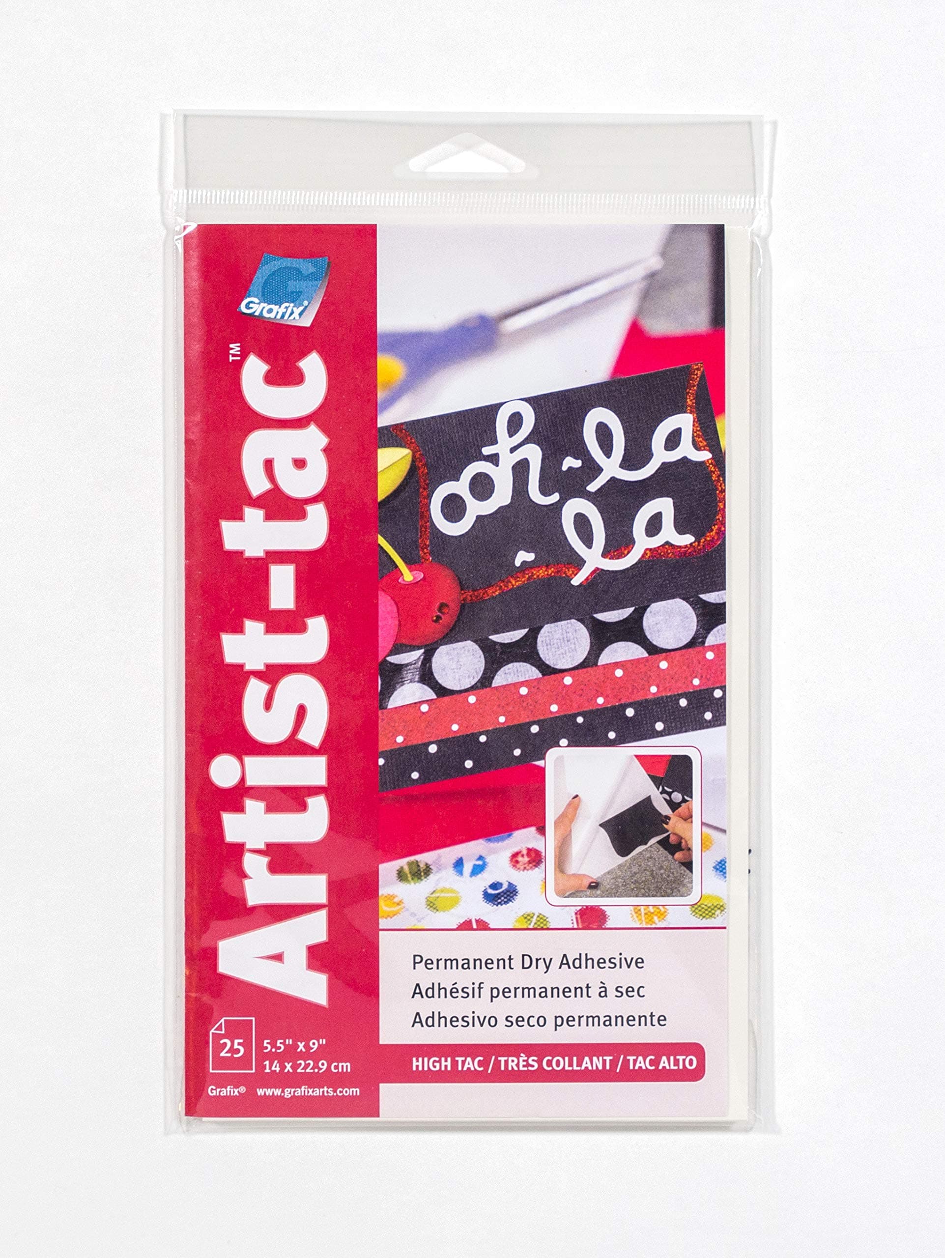 Grafix Artist-Tac Dry Transfer Adhesive Dots - 5.5"x9" Sheet of Permanent Micro Adhesive Dots are A Quick, Mess-Free Mounting Option for Arts,Papercrafts,School Projects,Stationary,Pack of 25 Sheets