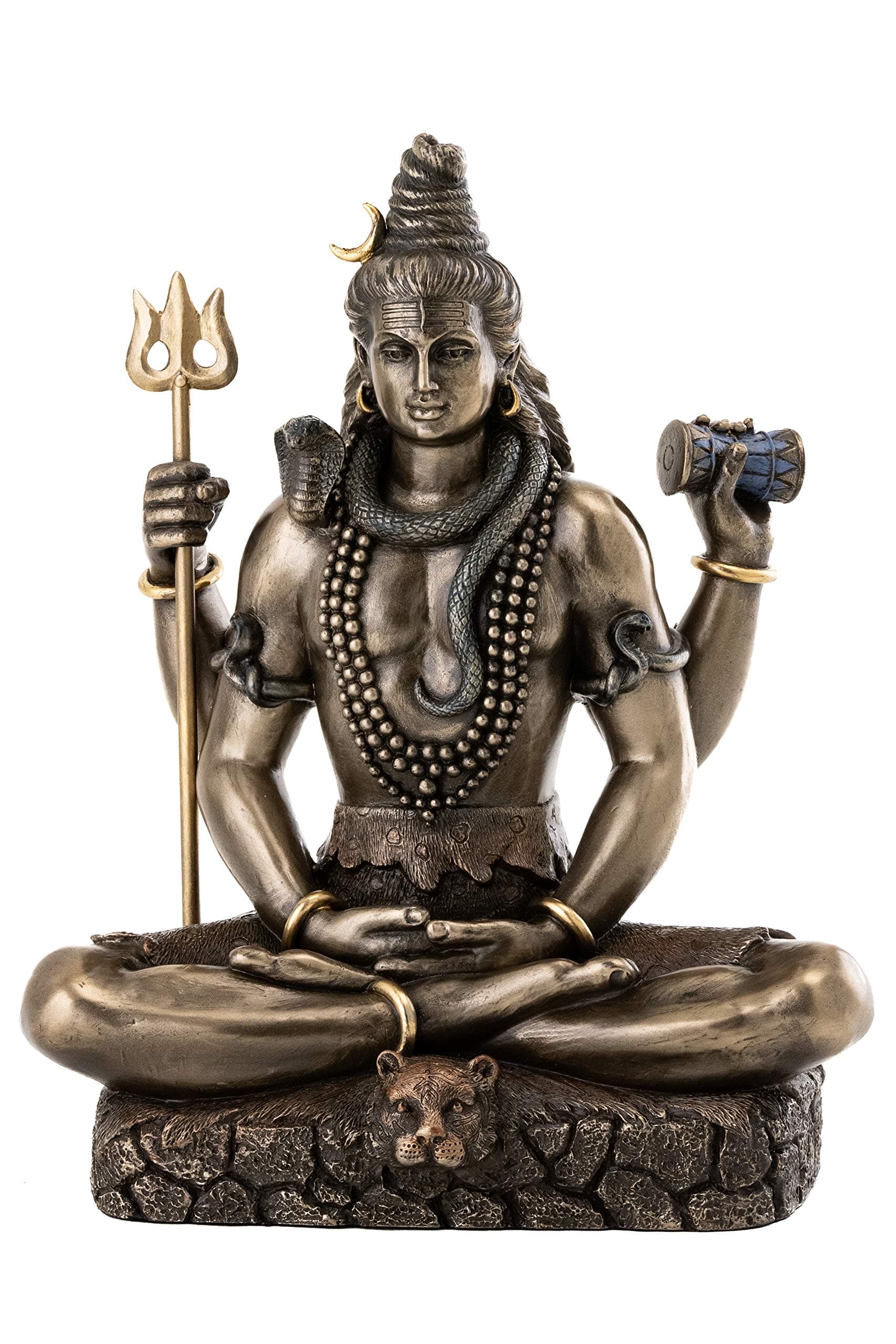 Top Collection Shiva Statue in Padmasana Lotus Pose-Hindu God of Destroying Evil, Ignorance, and Death Sculpture - Collectible Figurine (Cold Cast Bronze)
