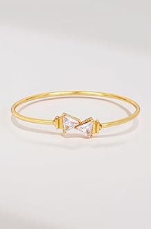 Jewellery Bracelet For Women Gold Plated Dazzling Free Size Cuff Kada Bracelet with White Crystals for Girls and Women-101555 BR