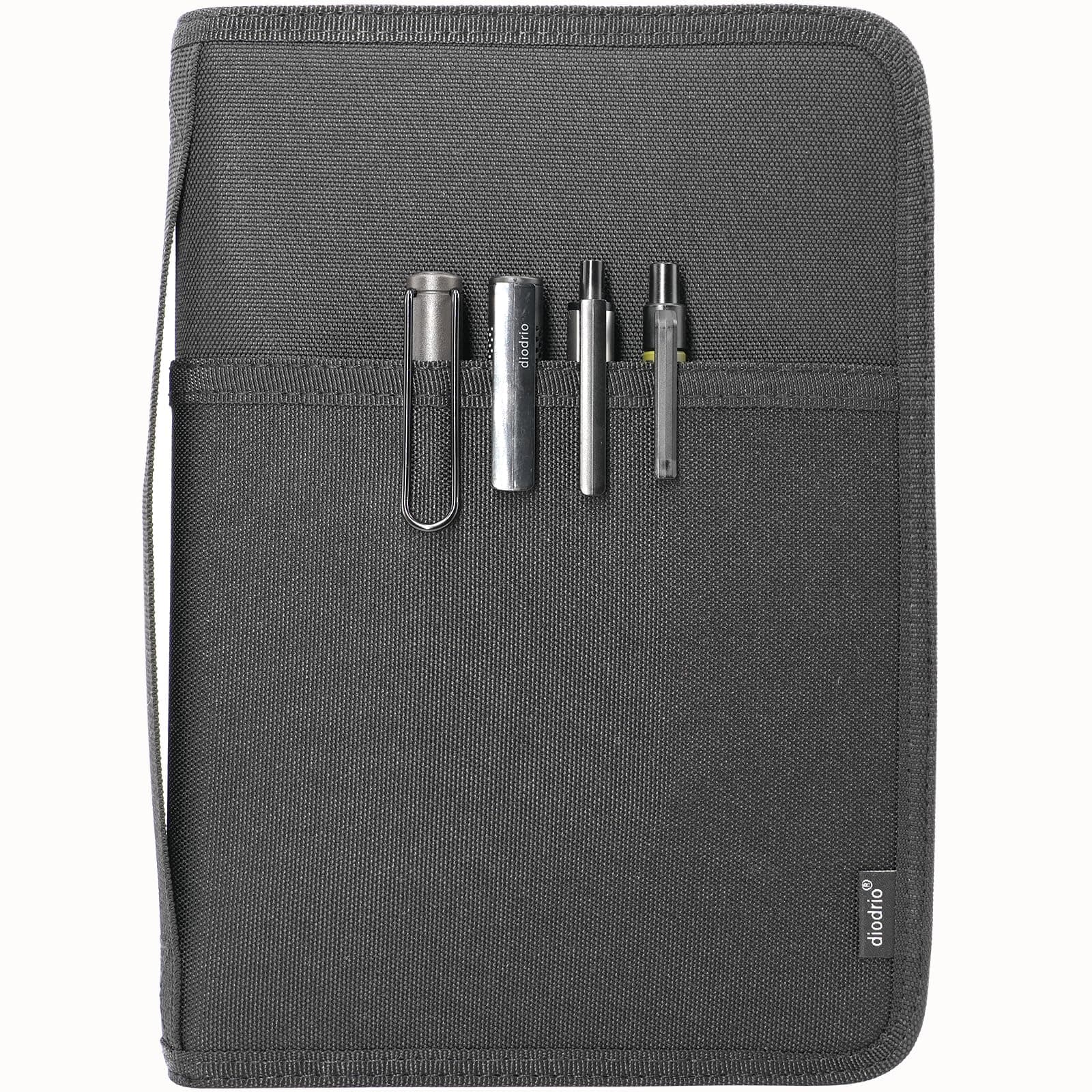 diodrio A5 Zipper Journal Notebook Cover with YKK Zipper for A5 Moleskine Cahier LEUCHTTURM Planners Sketchbook, Water Resistant, Refillable, Interior Pockets, Black