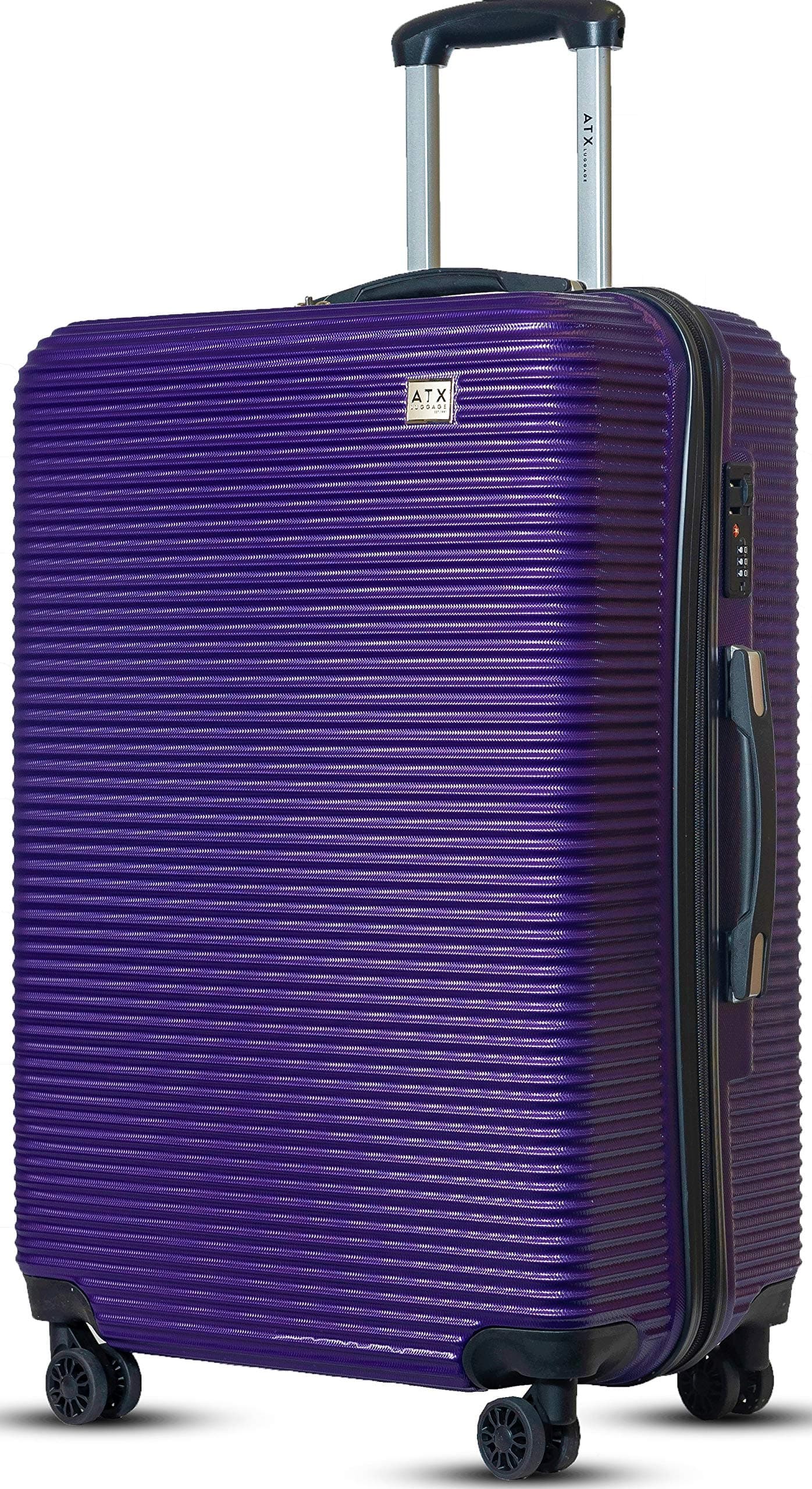 ATX Luggage Large 28" Lightweight Durable Hold Check in Suitcases Travel Bags Trolley Case with 8 Wheels Built-in 3 Digit Combination Lock (28" Large, Purple 119)