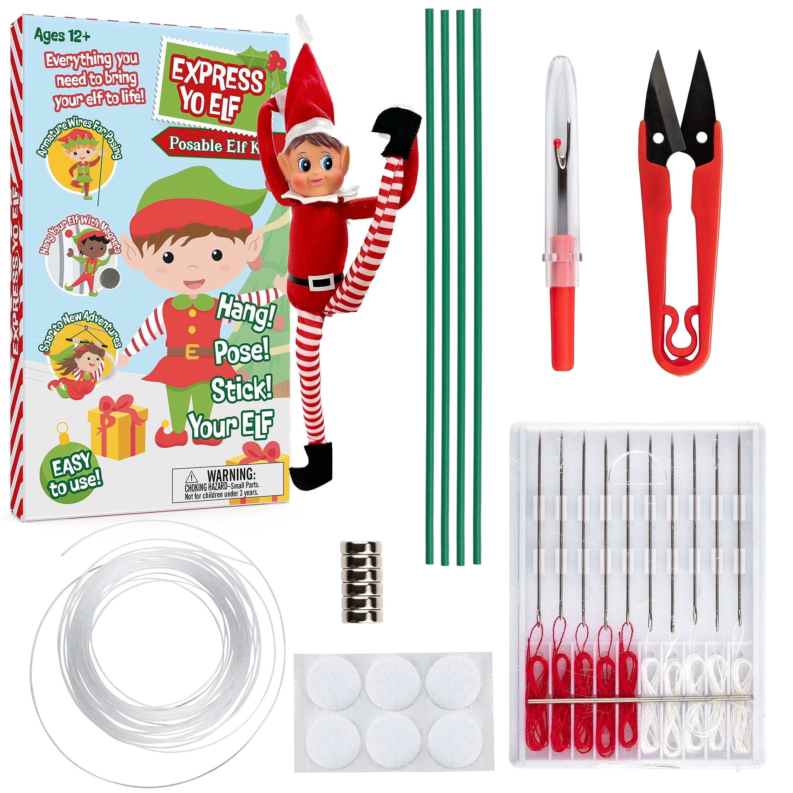Elf Upgrade Complete DIY Kit- Pose, Hang, Bend Your Christmas Elf - All You Need to Make Your Shelf Doll Flexible & Posable- Super Easy to Use - Delight Your Family This X-Mas Holiday