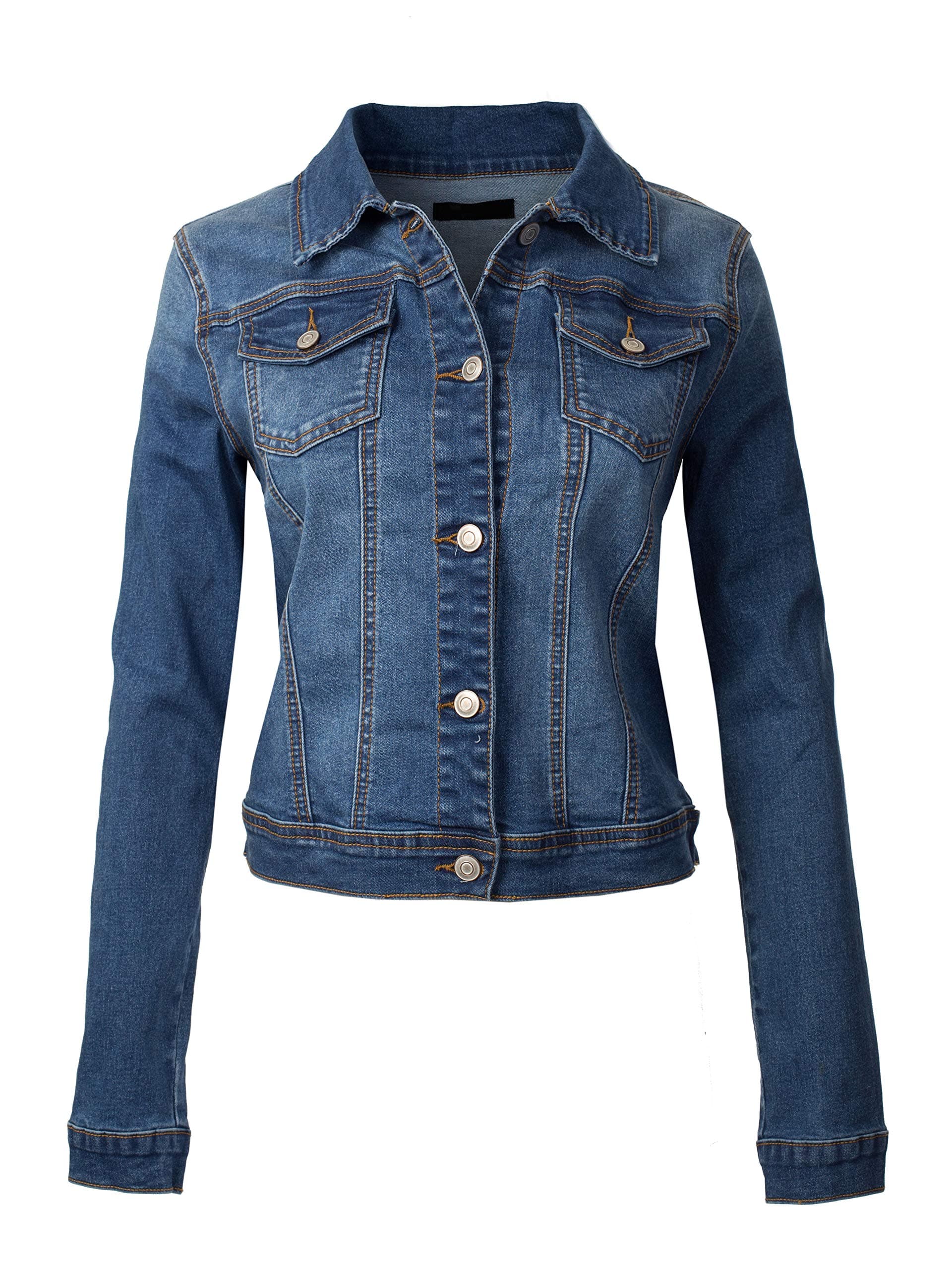 Women's Classic/Destroyed Vintage Washed Long Sleeve Denim Jean Jacket